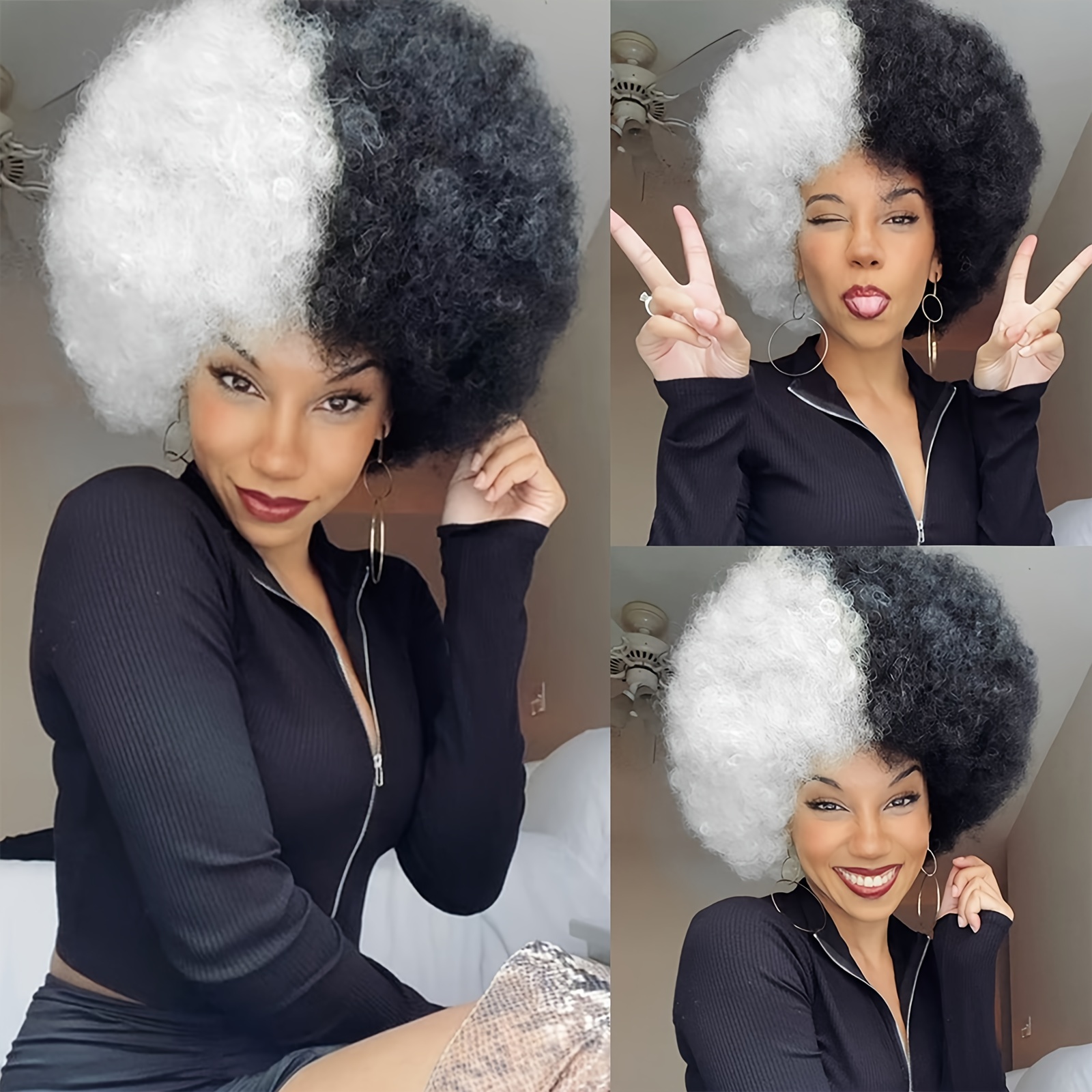 ANNIVIA Parrucche afro da donna nere ricce corte afro crespo parrucca anni ' 70 rimbalzanti enormi soffici parrucche sintetiche premium per cosplay e  quotidiani (arancione) : : Bellezza