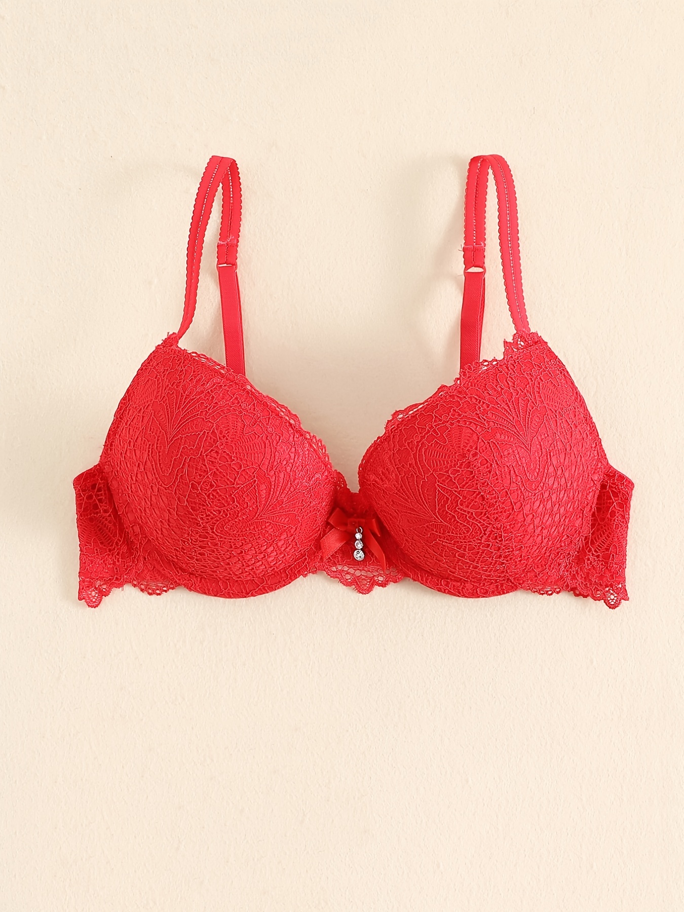 Women's Lace Plunge Push-up Bra - Auden™ Red 46g : Target