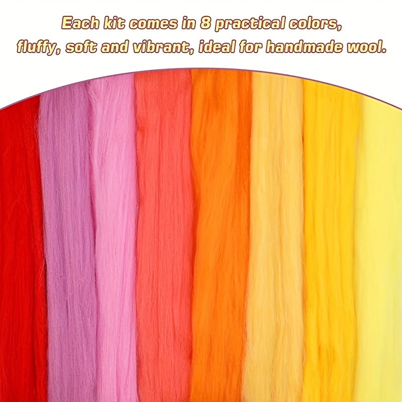 Needle Felting Wool 8 Colors Nature Wool Roving Yarn Hand - Temu