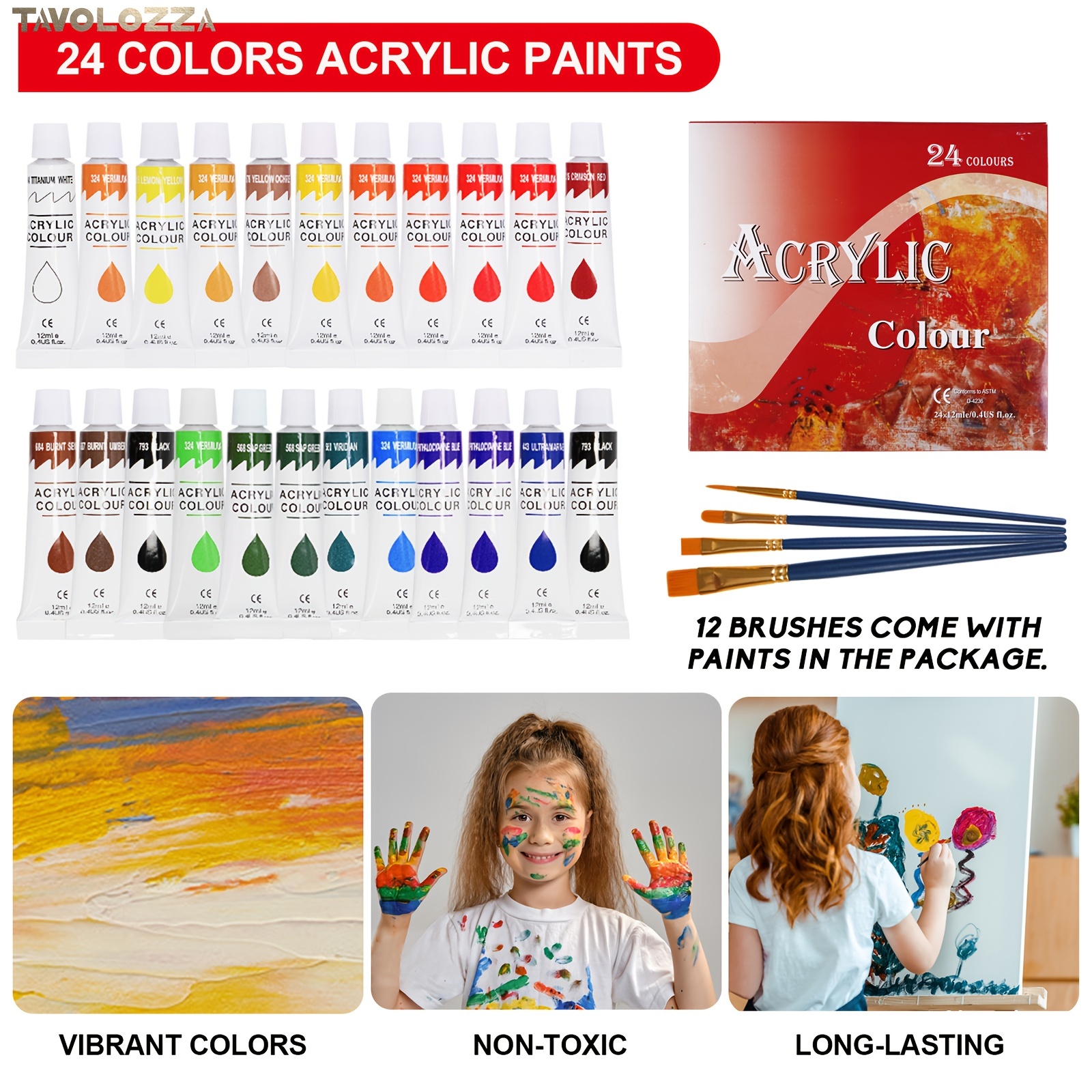 Tavolozza Desktop Painting Set 24 Colours Acrylic Paints - Temu