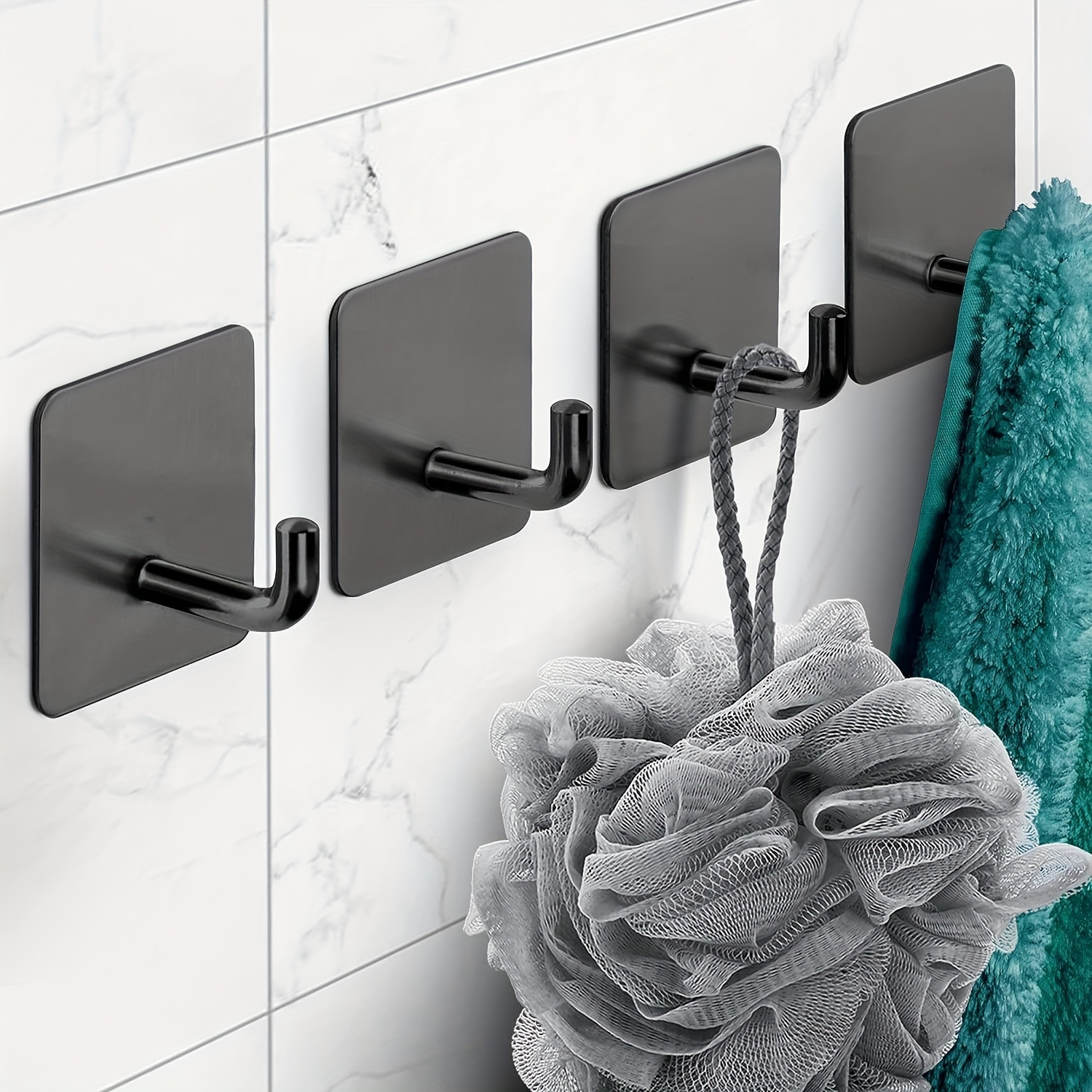 Adhesive Hooks,Bath Towel Hooks Coat Hooks,Adhesive Wall Hooks,Anti-Rust  Waterproof Sticky Hooks for Kitchen Bathroom Office Toilet Wall