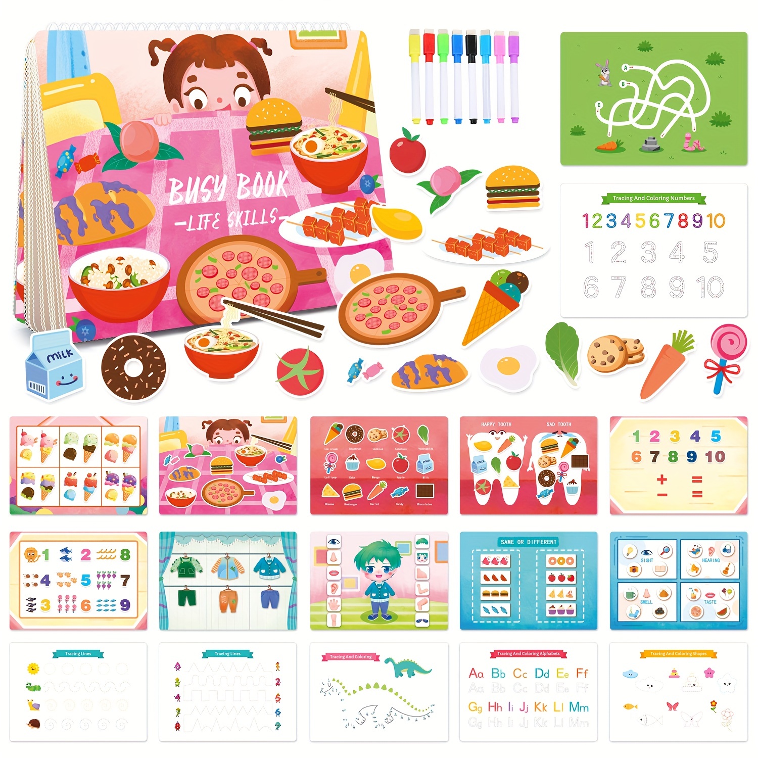 YiYeraio Libro ocupado para niños pequeños – Montessori Toys Libro ocupado  para niños pequeños a partir de 3 años, materiales de aprendizaje