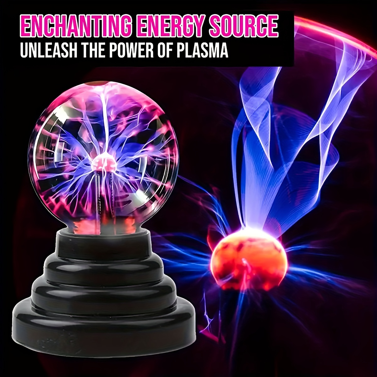 Goeco Plasma Ball Light, lampada a sfera al plasma magica da 6 pollici,  lampada sensibile al tocco per camera da letto, casa e lampade speciali per  illuminazione regalo