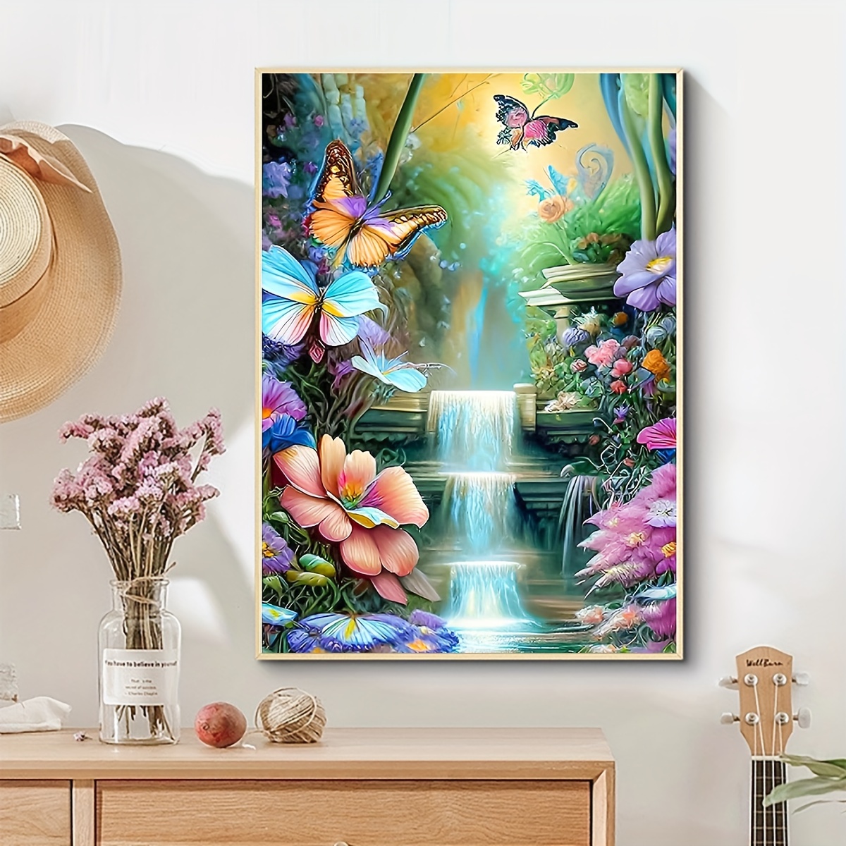 

1pc 11.8×15.7 Inch Diy 5d Frameless Diamond Painting Landscape Series Mountain Water Flower Wall Art Decor Mosaic Home Art Gift