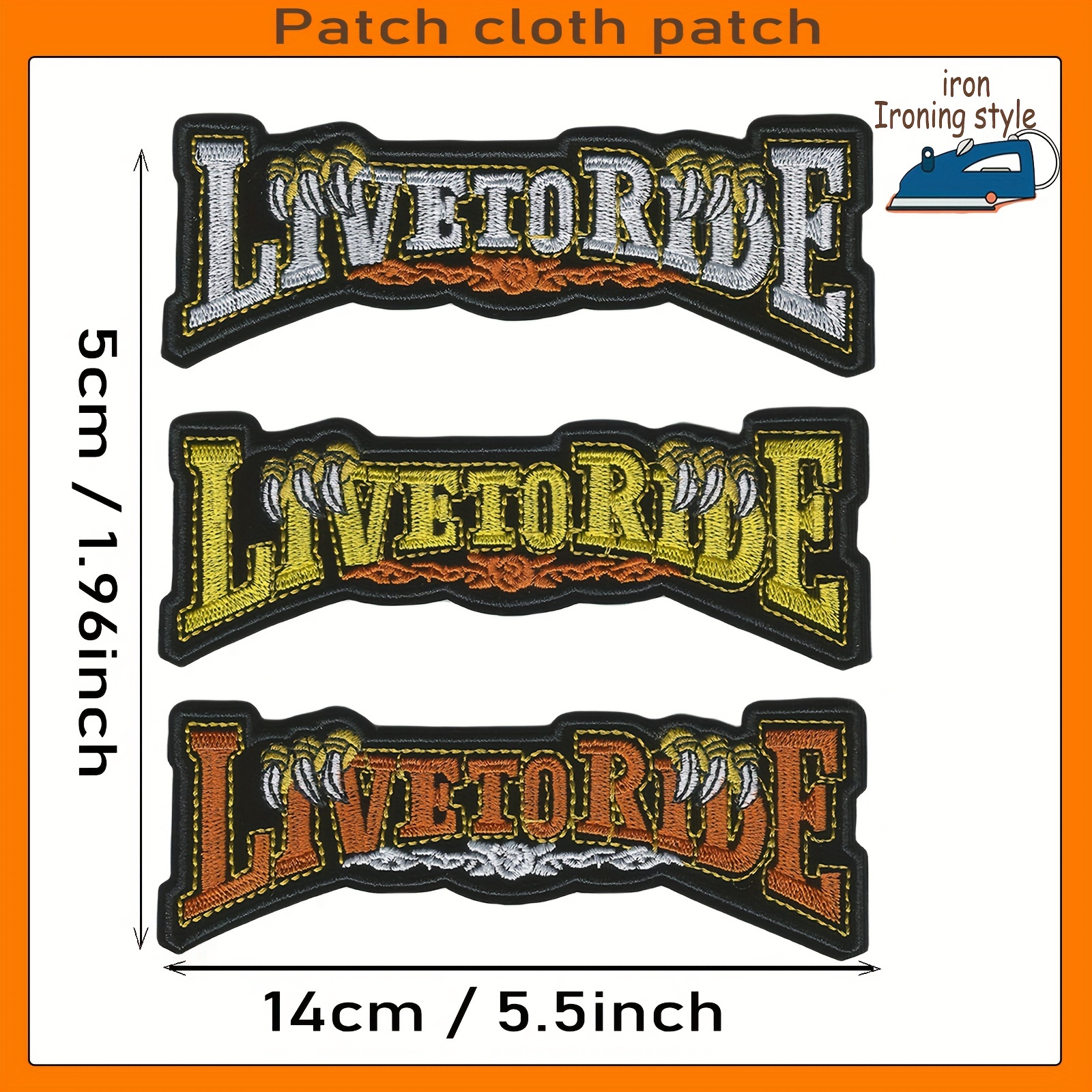 Punk Live to Ride Large Patch Motorcycle Embroidered Patches For