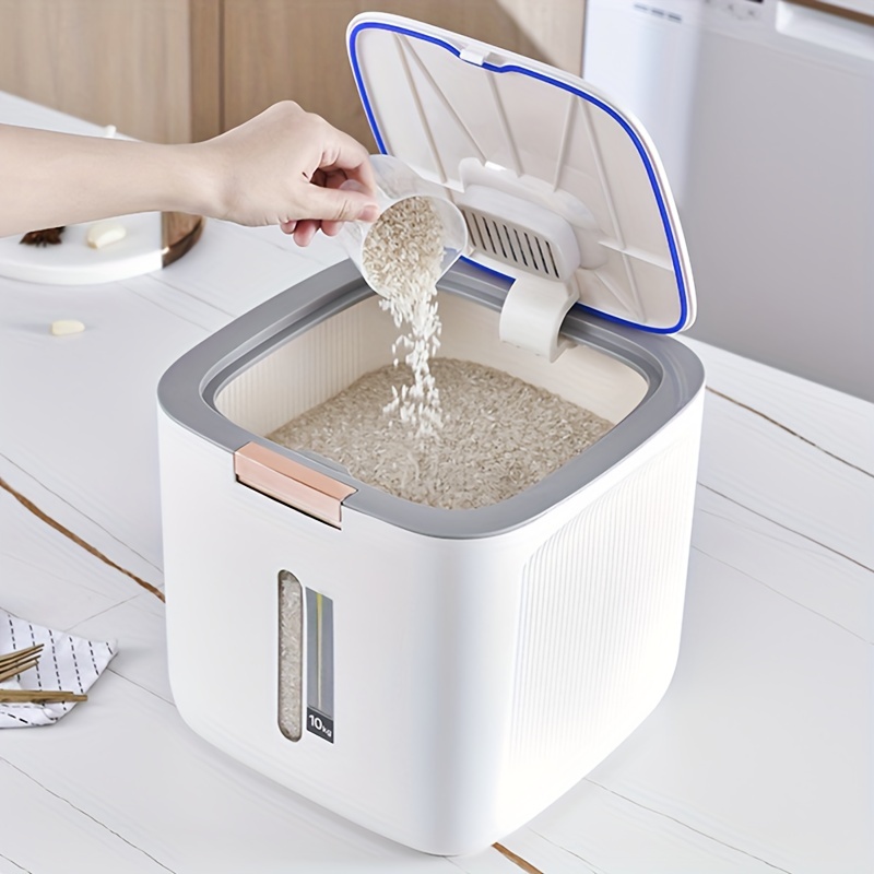 Airtight Rice Dispenser Cover Rice Bucket For Cereal Grain Flour Rice Beans  Pet Food Countertoplarge Rice Storage Container With Lid, Proof Househol