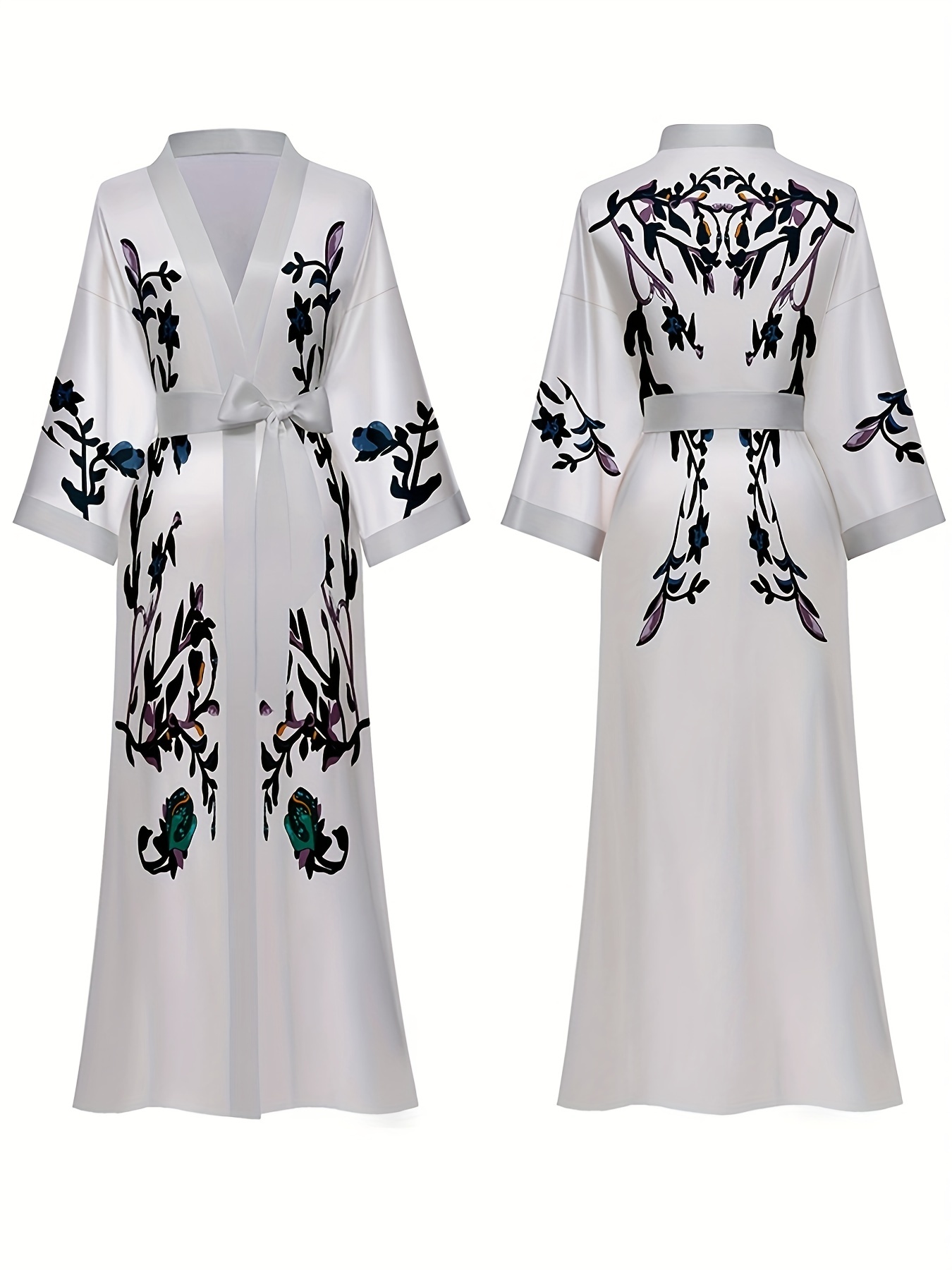 Women Silk Robe Robe With Piping Line Elegant Bridal Robe Black White Robes  Womens -  Canada