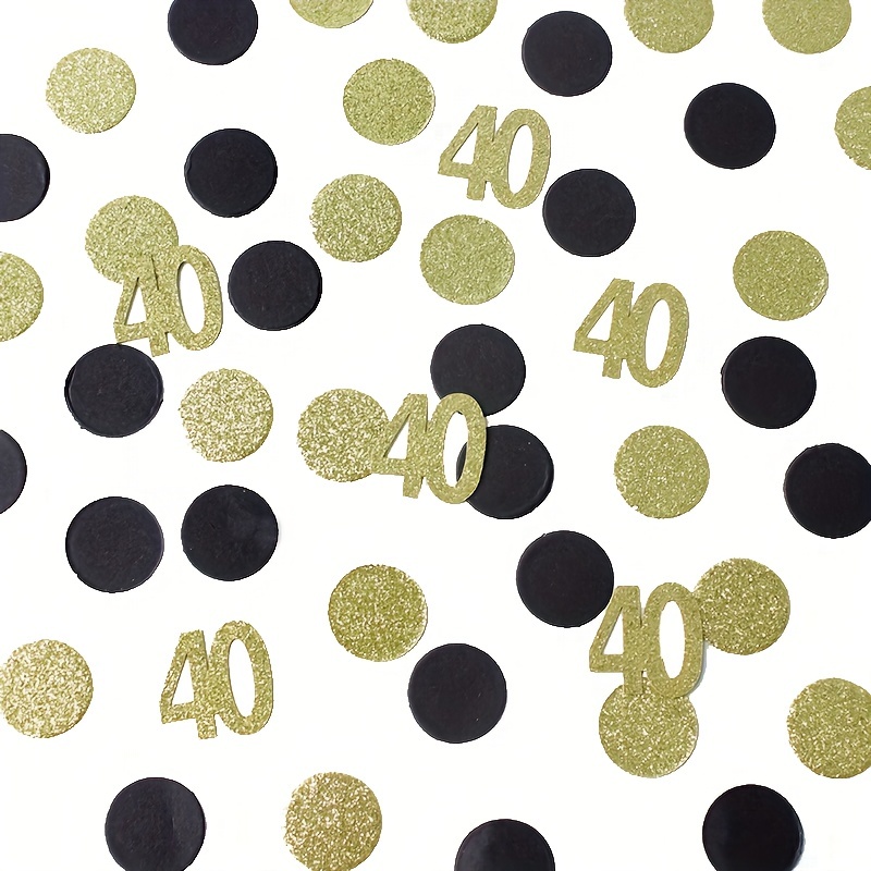 Black Golden Round Confetti 30 year old 40 year old 50 year - Temu