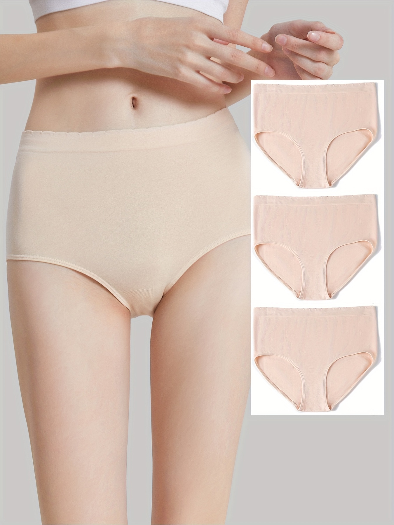 Seamless Solid Briefs Comfy Breathable Stretchy Intimates - Temu Canada