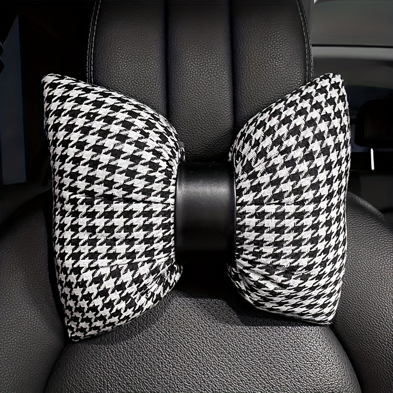 Car Headrest Houndstooth Flower Headrest Office Car Interior Seat