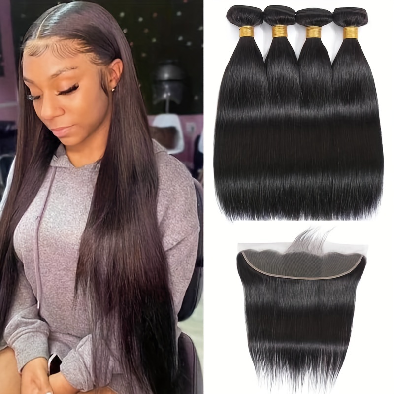 Straight V Part Wigs Human Hair for Women Brazilian Human Hair Wigs No Lace Wigs with Straps Combs Clip in Half Wig No Leave Out,No Glue,No Sew-In