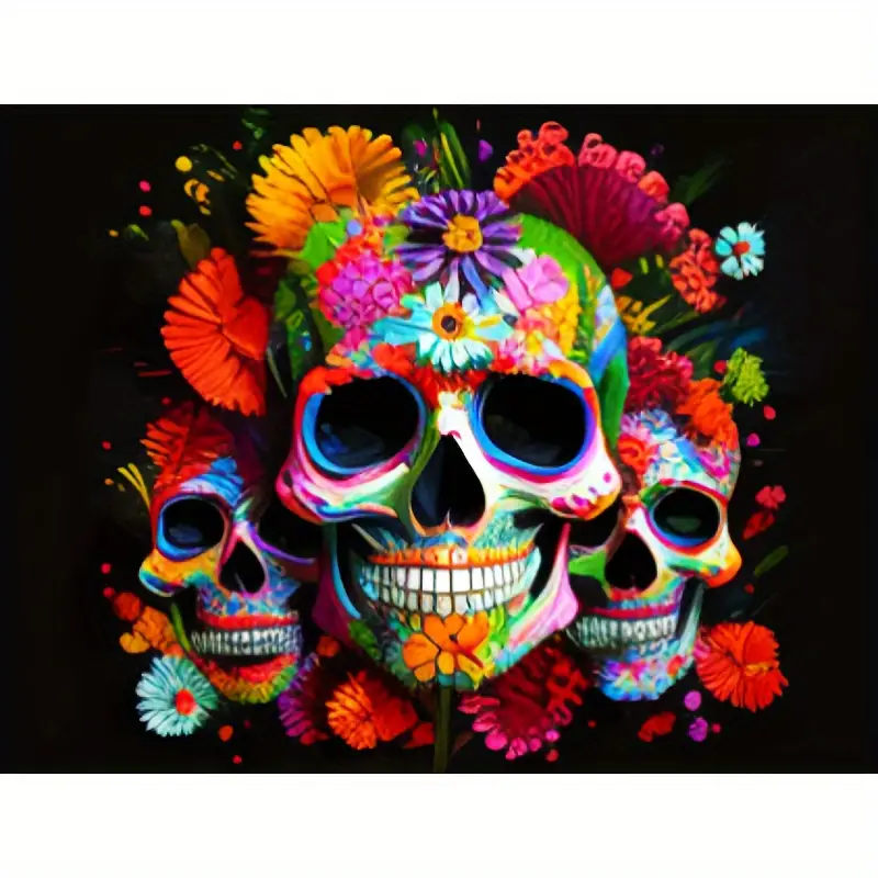 Diy Oil Painting By Numbers For Adults,beginner, Canvas Number Painting For  Adults,acrylic Painting Kit, Diy Paint By Number,decorative Painting,,  Skulls, Flowers - Temu United Arab Emirates