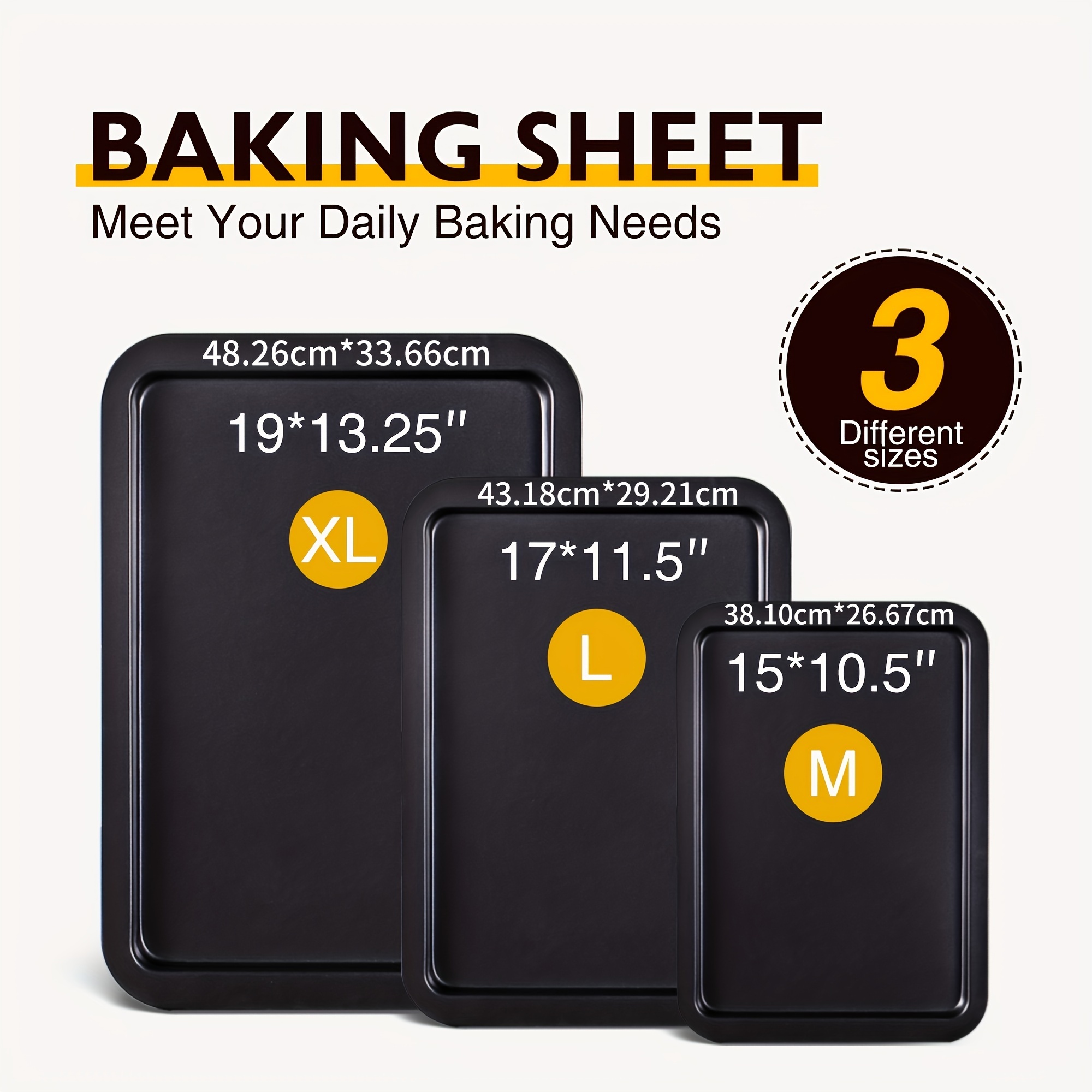 HONGBAKE Baking Sheet Pan Set, Cookie Sheet for Oven, Nonstick