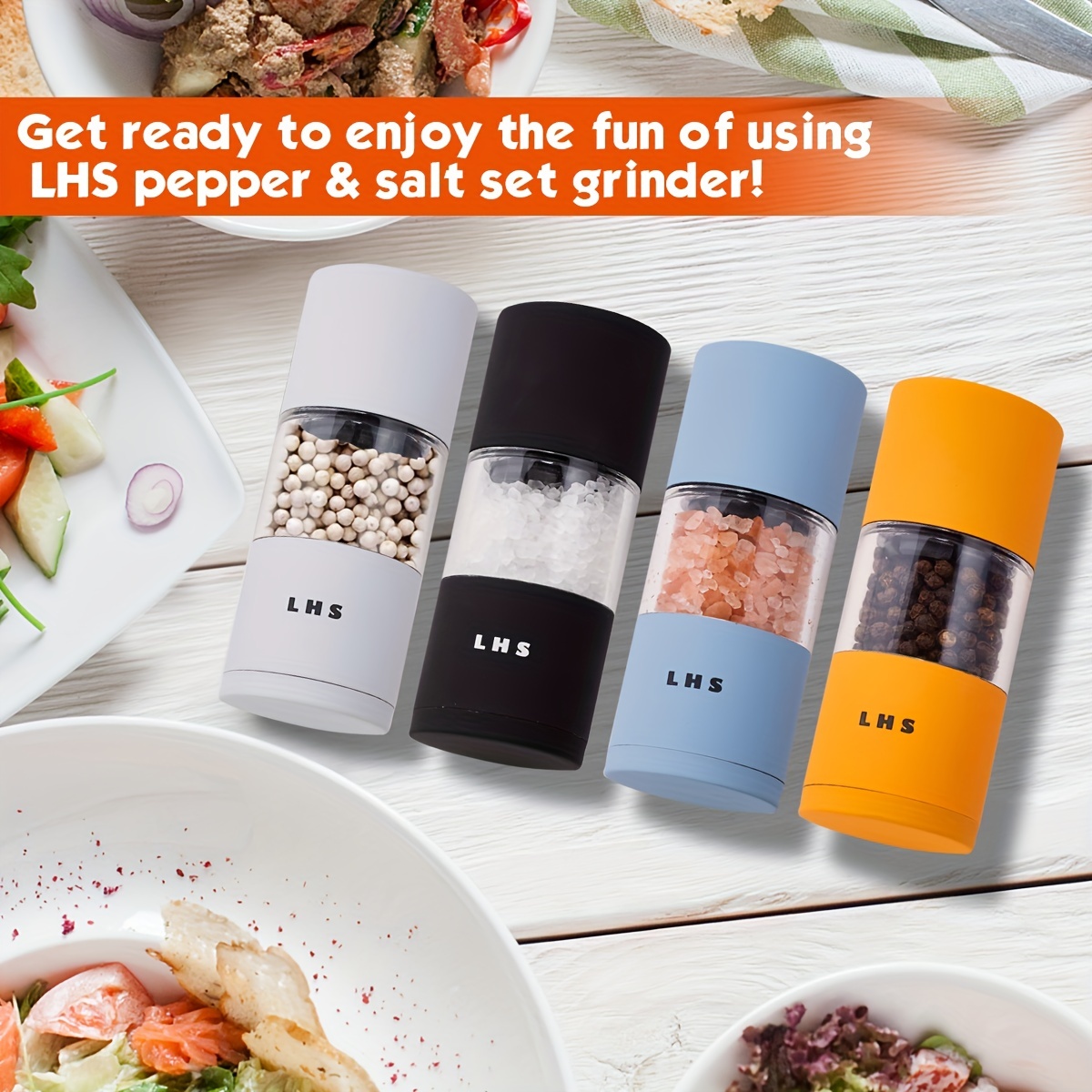Salt And Pepper Grinder Set With Brush Wooden Salt And - Temu
