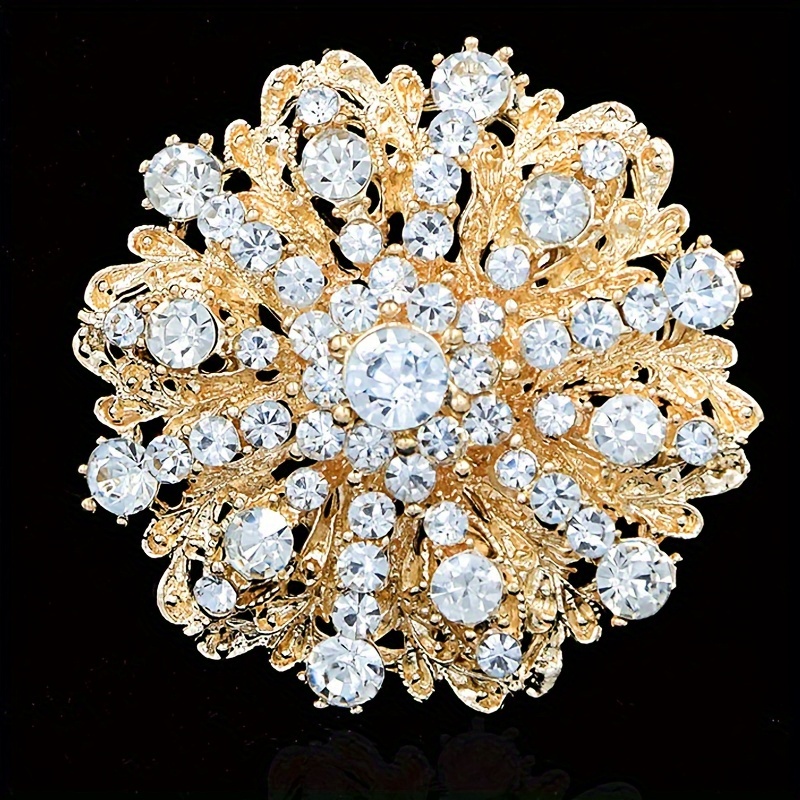 

Exquisite Business Collar Pin Brooch Inlaid Shiny Rhinestone Creative Bouquet Brooch Pin For Women