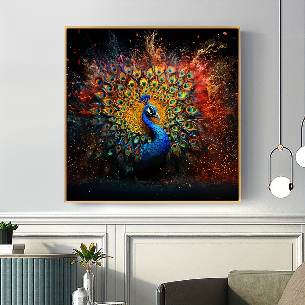 5d Large Diamond Painting Kits Peacock Diamond Painting Kits - Temu