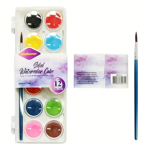 72 Color Boxed Portable Solid Watercolor Paint Set With Water Storage Pen  Palette Including Pearlescent Fluorescent Color And Conventional Color A  Total Of 72 Colors - Toys & Games - Temu