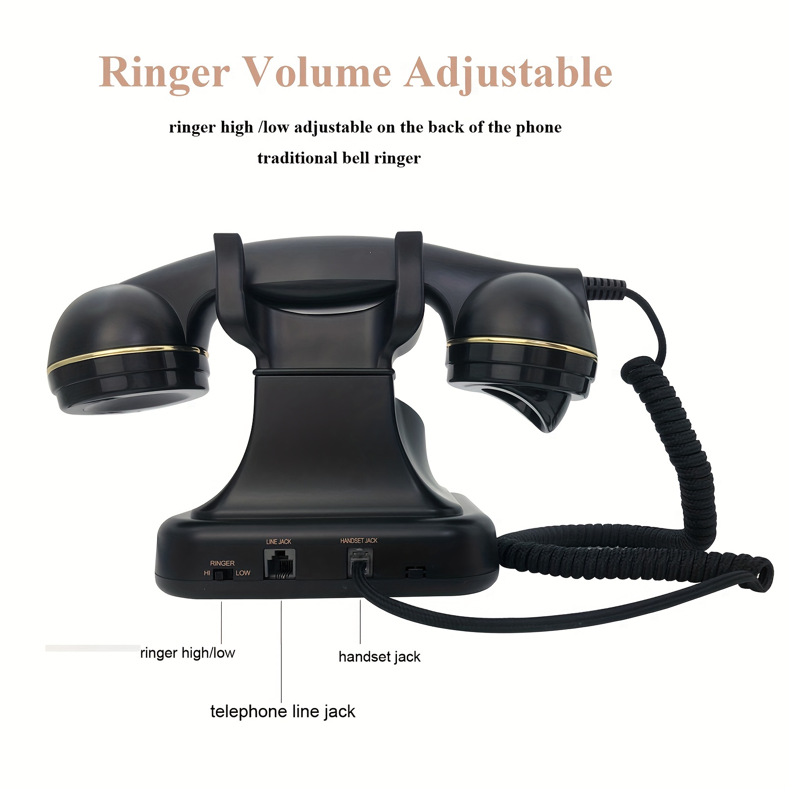 Teléfono con cable retro, teléfono antiguo vintage con identificación de  llamada, teléfono fijo antiguo de escritorio, con función de remarcado