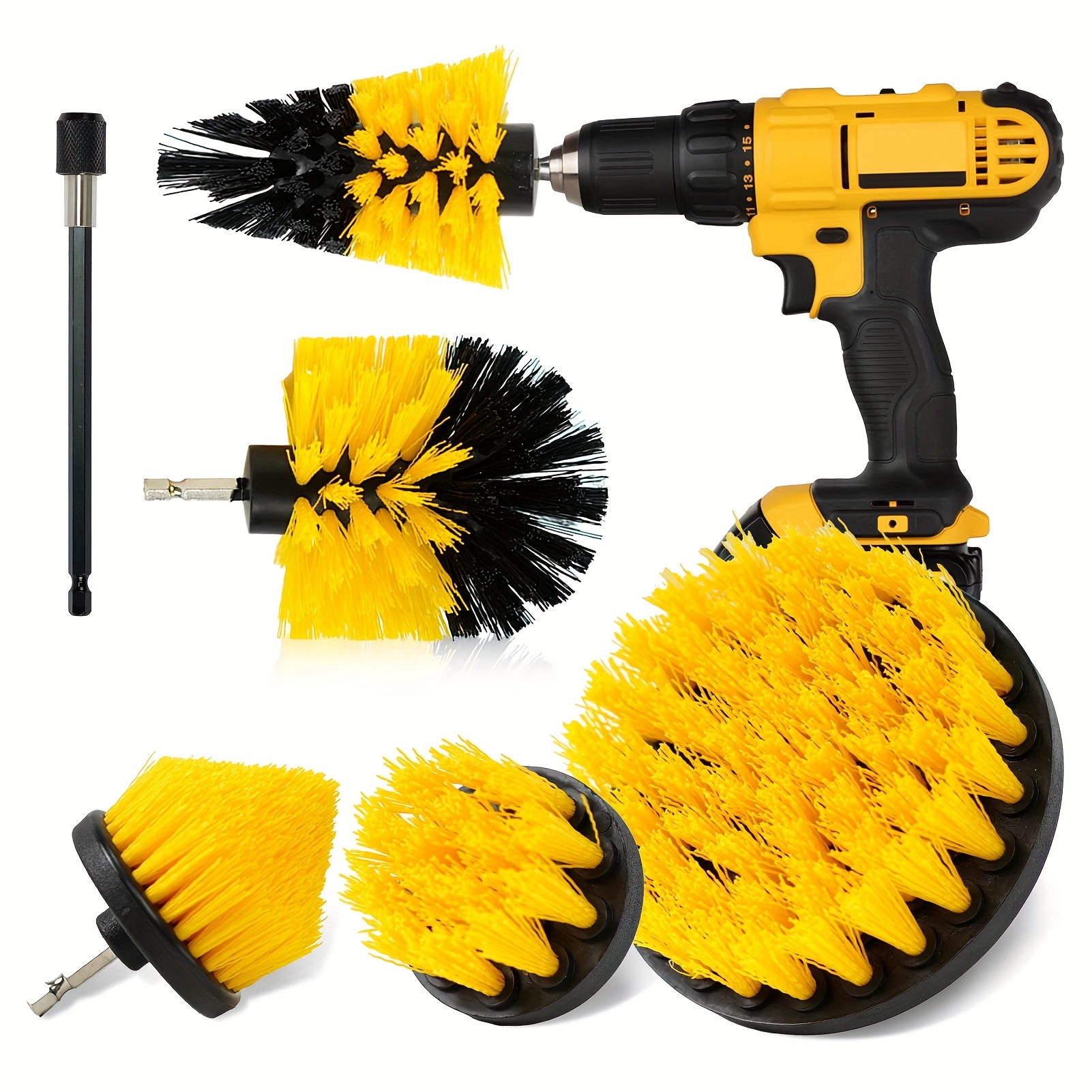 Drill Brush Attachment Set,all Purpose Power Scrubber Cleaning Kit With  Extend Long Attachment,drill Scrubber Brush Kit,drill Cleaning Brush Set -  Temu Portugal