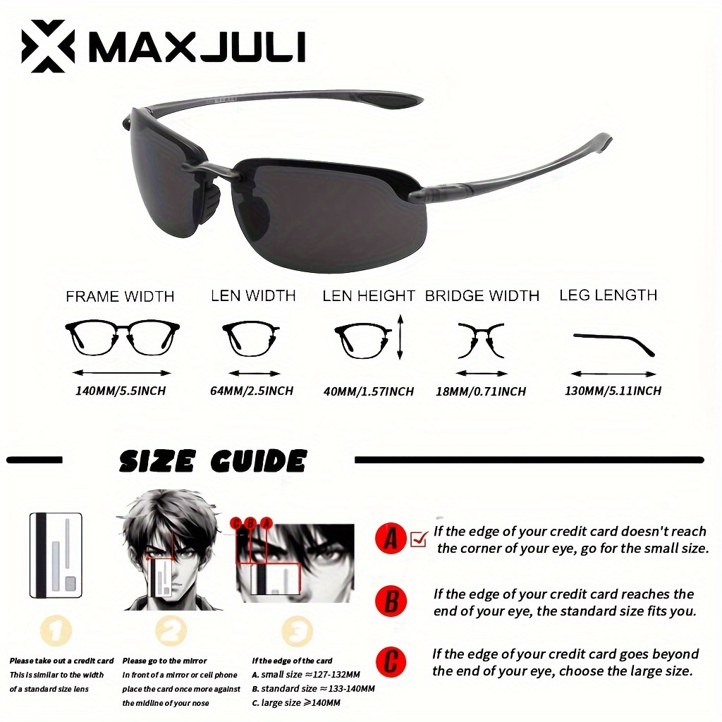 MAXJULI Sports Polarized Sunglasses for Men Women TR90 Rimless Frame for Running Fishing Baseball Driving MJ8001 Sun Glasses,Goggles Sunglasses,Y2k