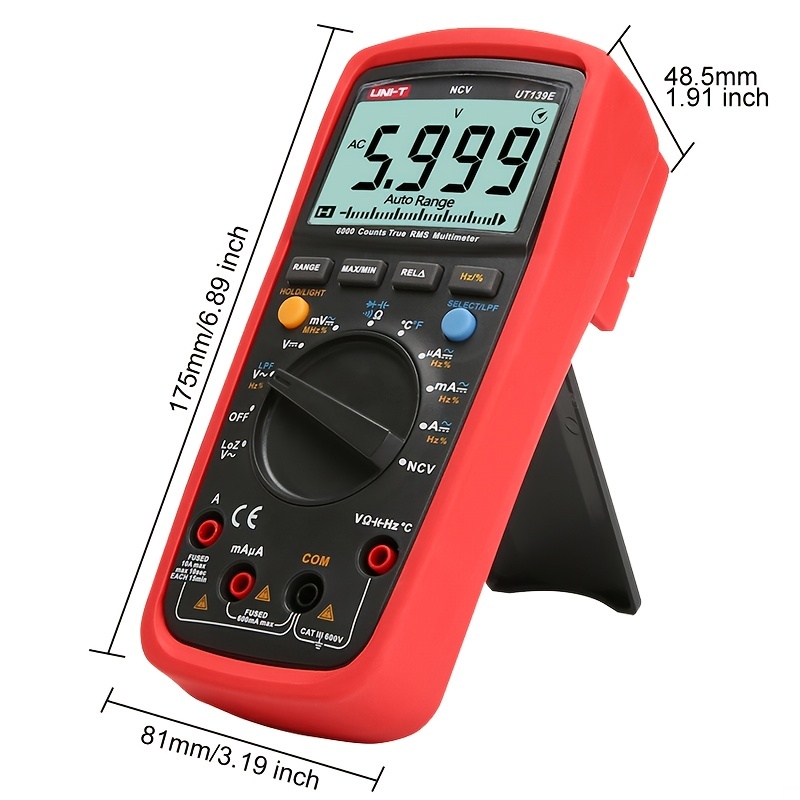 UNI-T UT139C Digital Multimeter Auto Range True RMS Meter Handheld Tester  6000 Count Voltmeter Temperature Test
