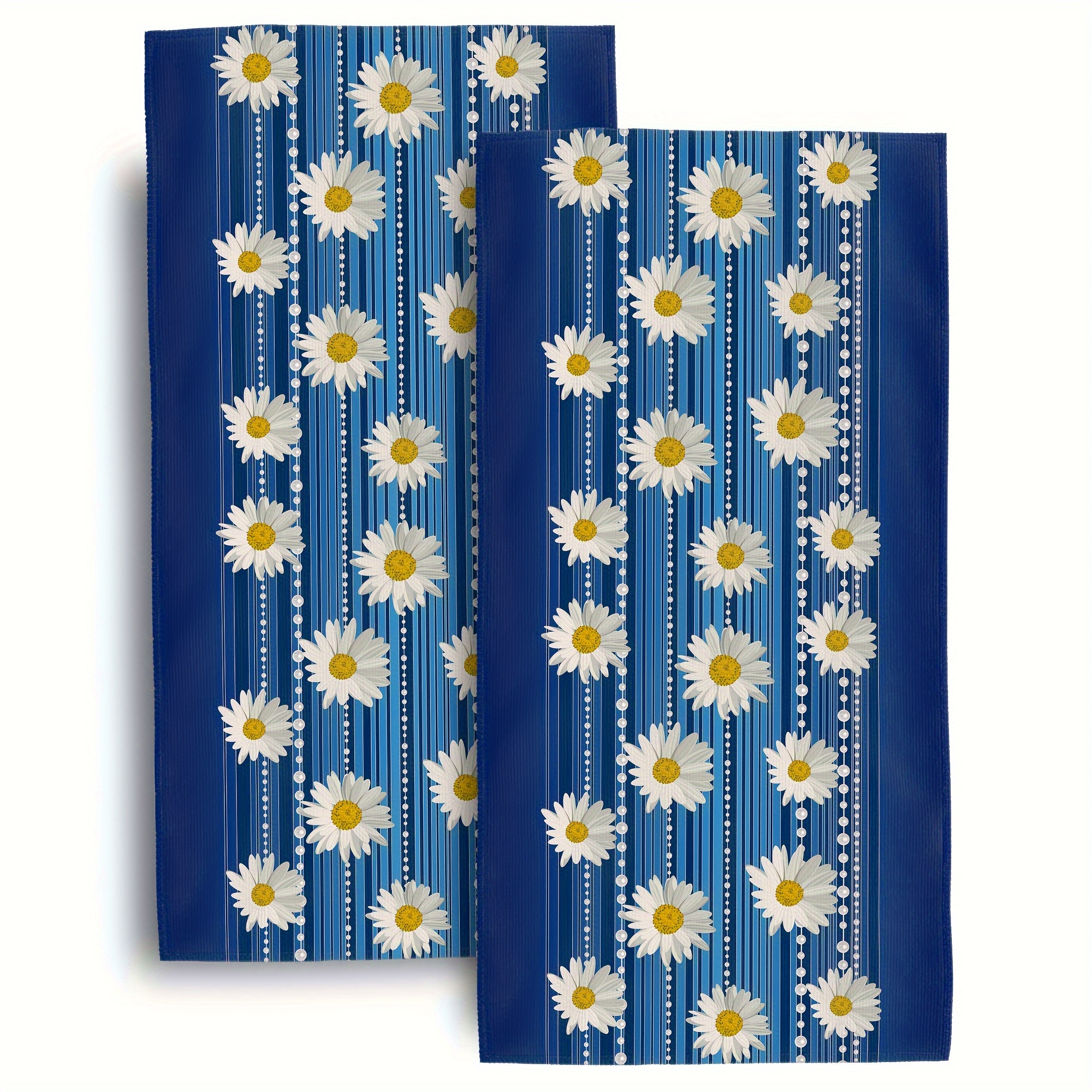 Blue Daisy Flowers Hand Towels Soft Absorbent Fingertip Temu