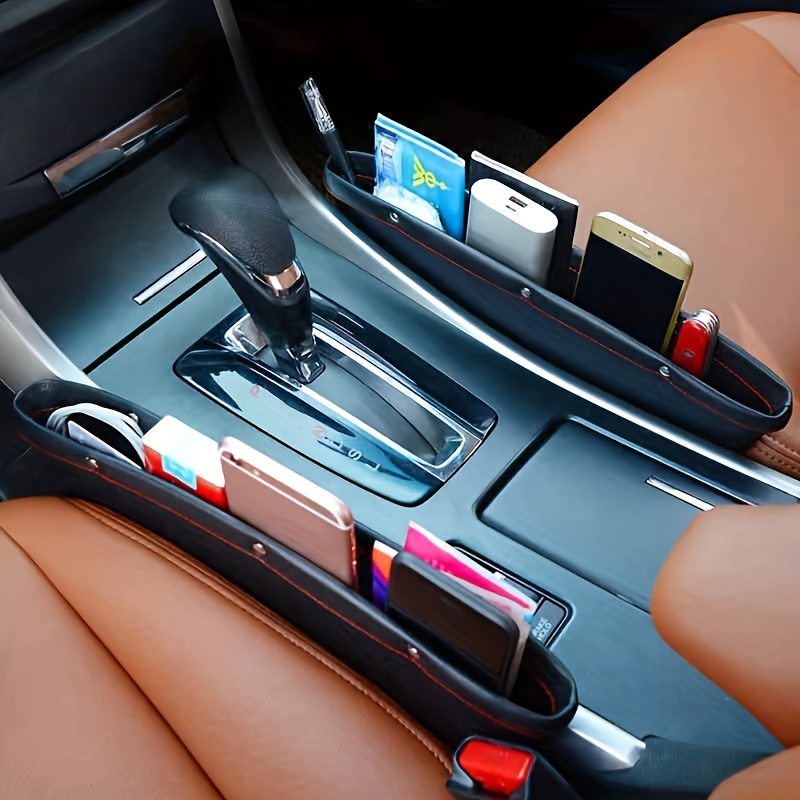 Rooeling Autositz Organizer | PU Leder Autositz Lückenfüller vorne Auto  Aufbewahrungsbox | Seat Gap Organizer mit USB-Ladeöffnung | Zubehör für den