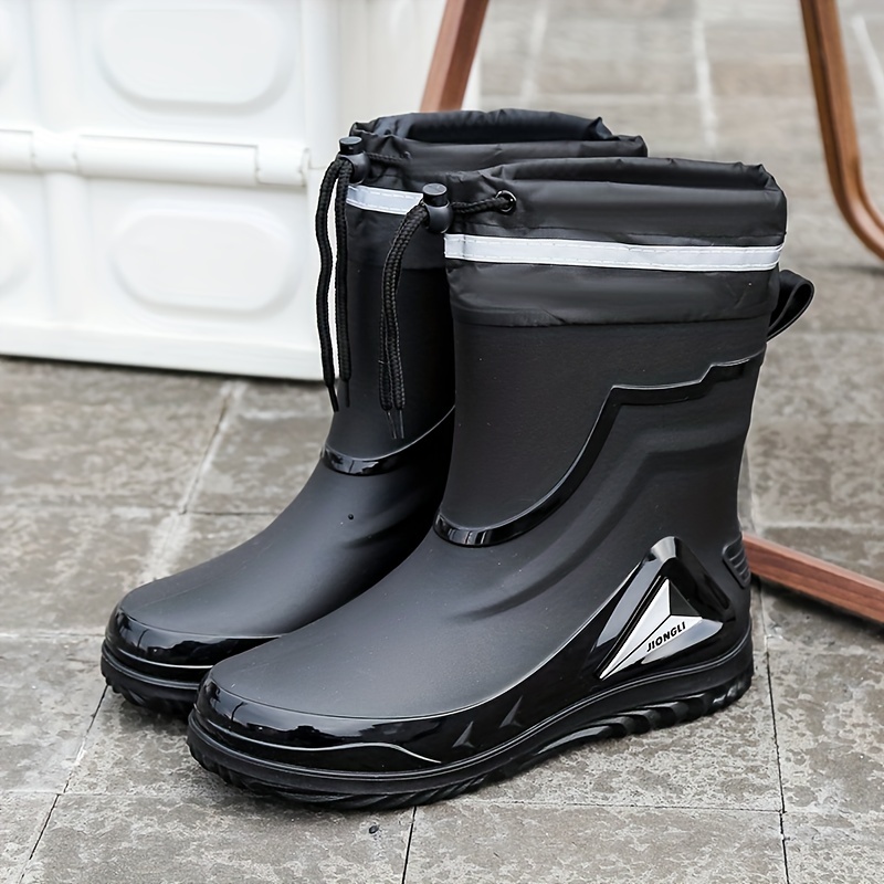 Mens Waterproof Non Slip Fishing High Top Plastic Rain Boots With