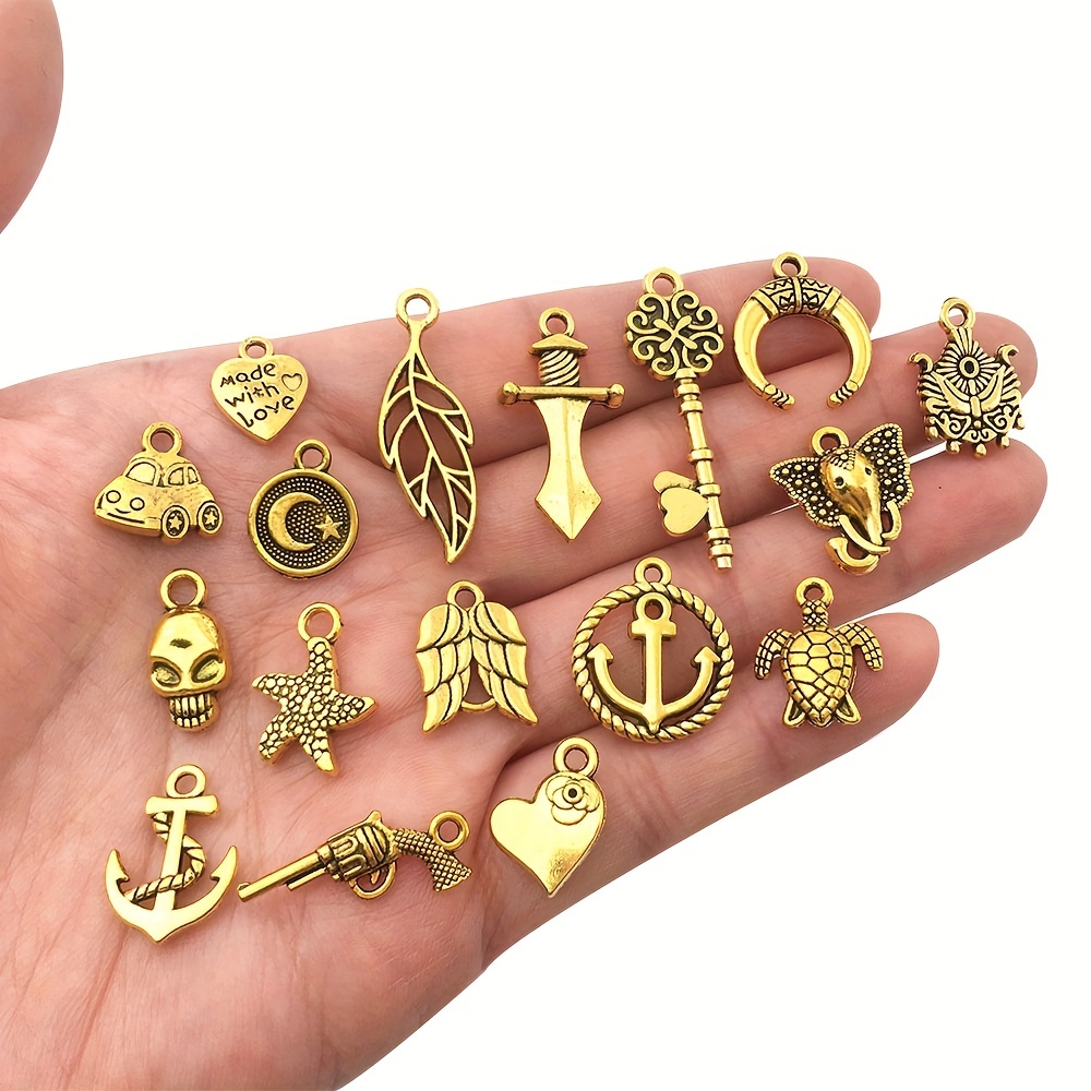 100pcs Mixed Antique Silver Metal Charms for DIY Projects