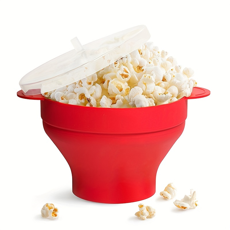 Popcorn Bucket Popcorn Microwave Foldable Red Silicone High