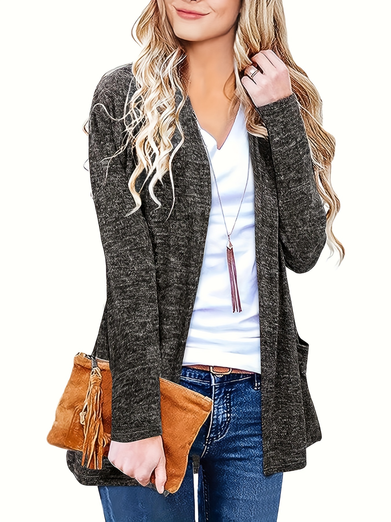 Women Vest Sleeveless Cardigan Top Casual Long Tunic Drape Open Front  Waterfall