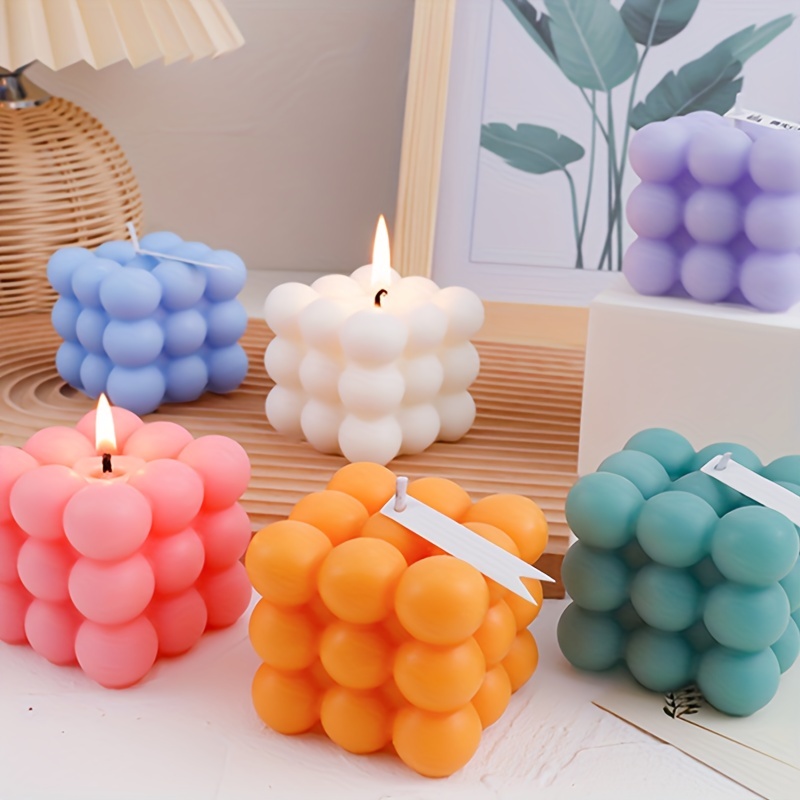 Bubble Candles - Cube Soy Wax Candle, Aesthetic Decor Scented Candle, Cute  White Candles for Home, Holiday, Wedding & Party,Dinner Table