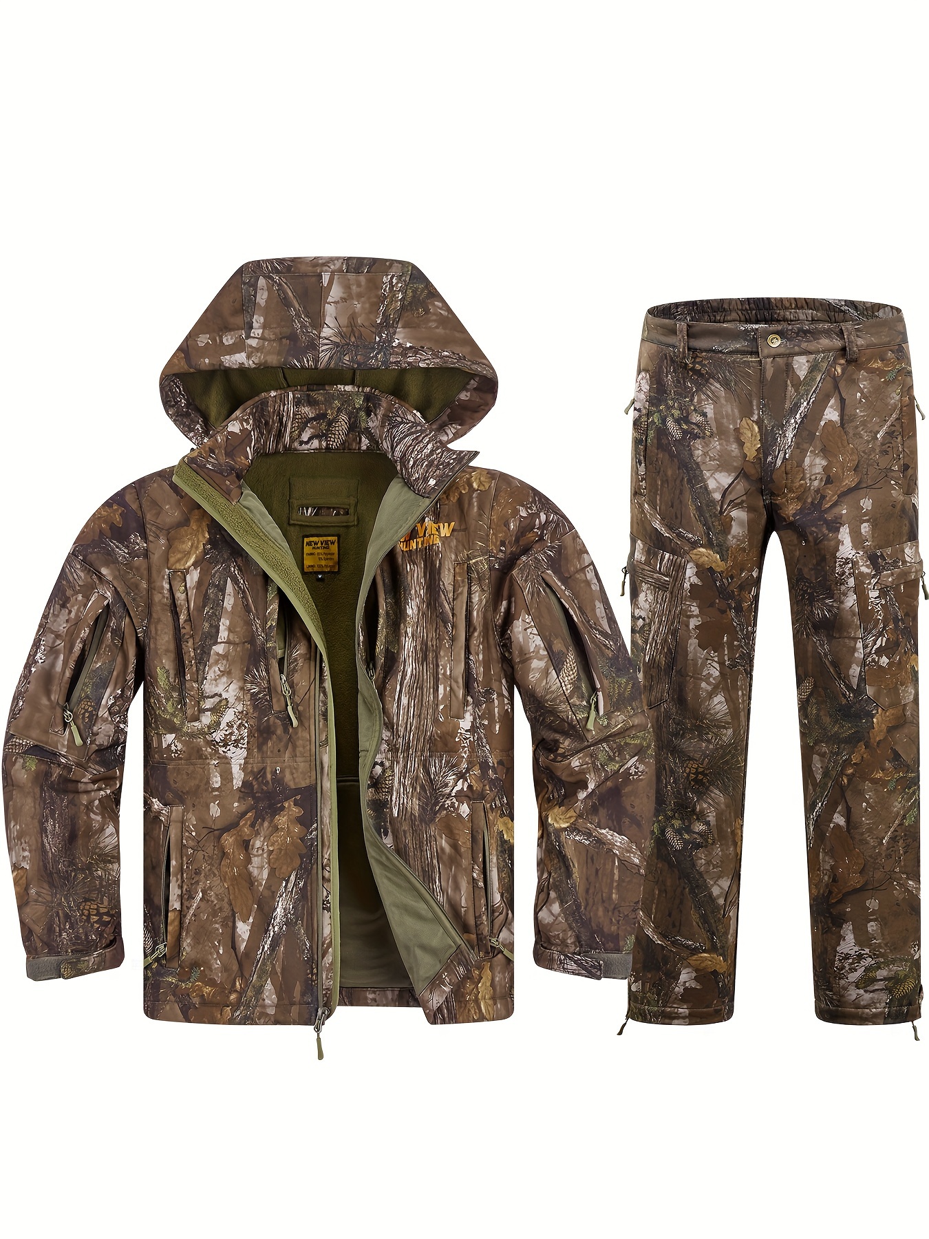 Comprar Conjunto de chaqueta táctica para hombre, ropa de camuflaje militar  cálida para exteriores, abrigo polar de caza con capucha, traje de ropa