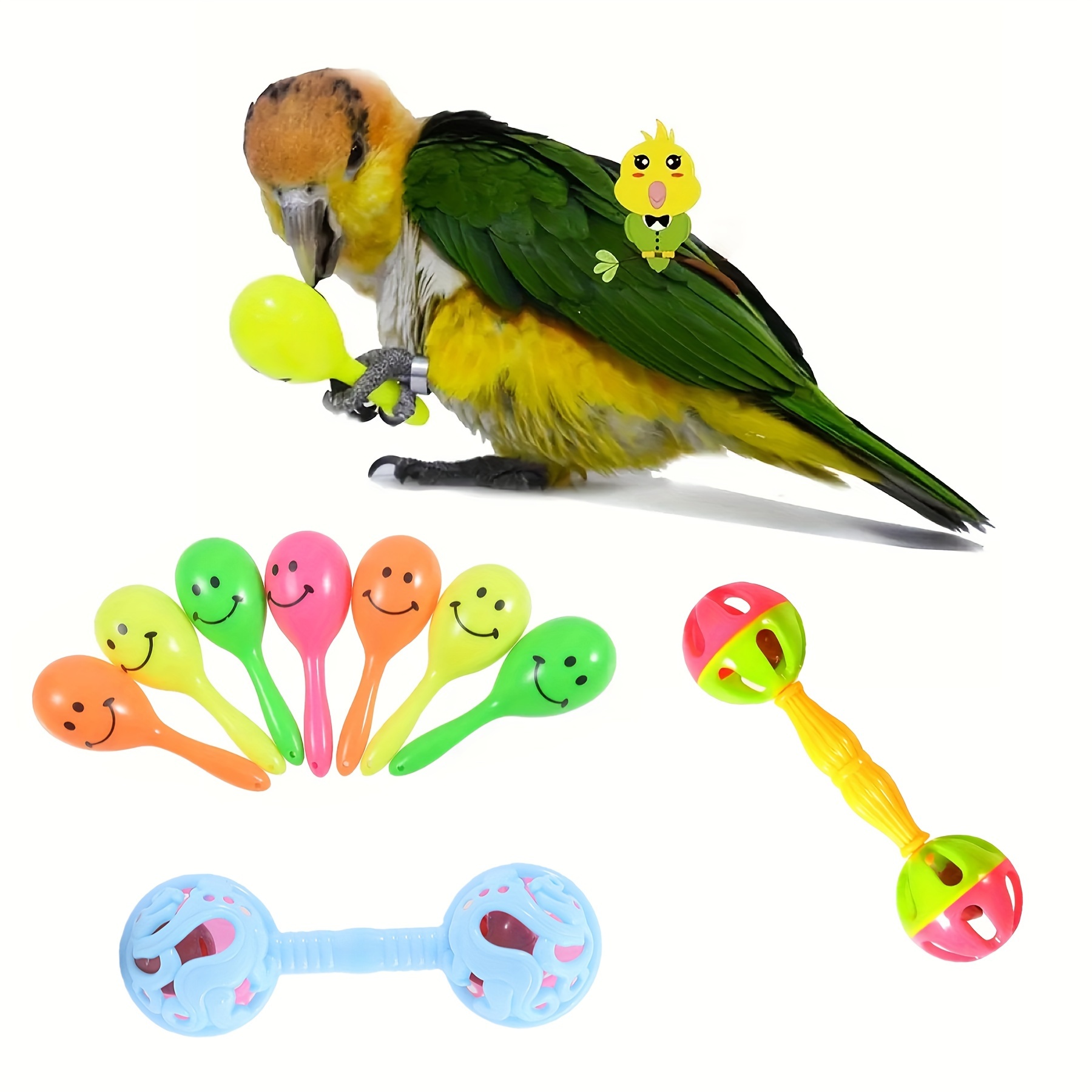Rotating Bird Toy With Bell, Budgie Toy, Parakeet Toy, Parrot Toy, Perch,  Cage Accessories, Plastic Ball for Birds 