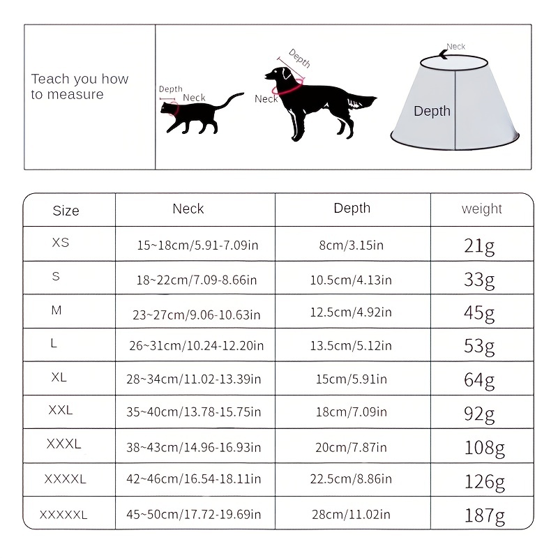 Buster collar outlet sizes