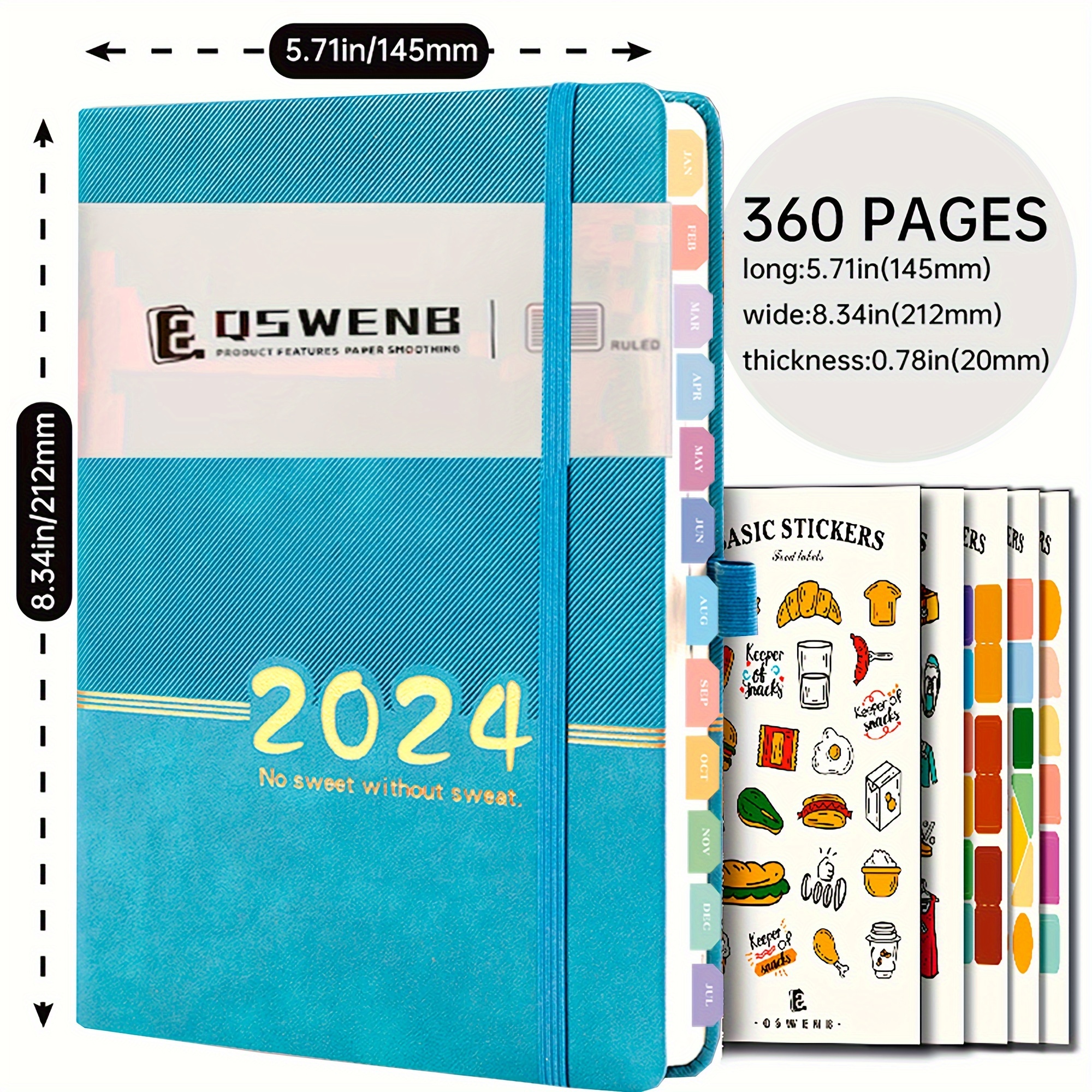 Agenda 2024, carnet de notes, liste de choses à faire 365, carnet