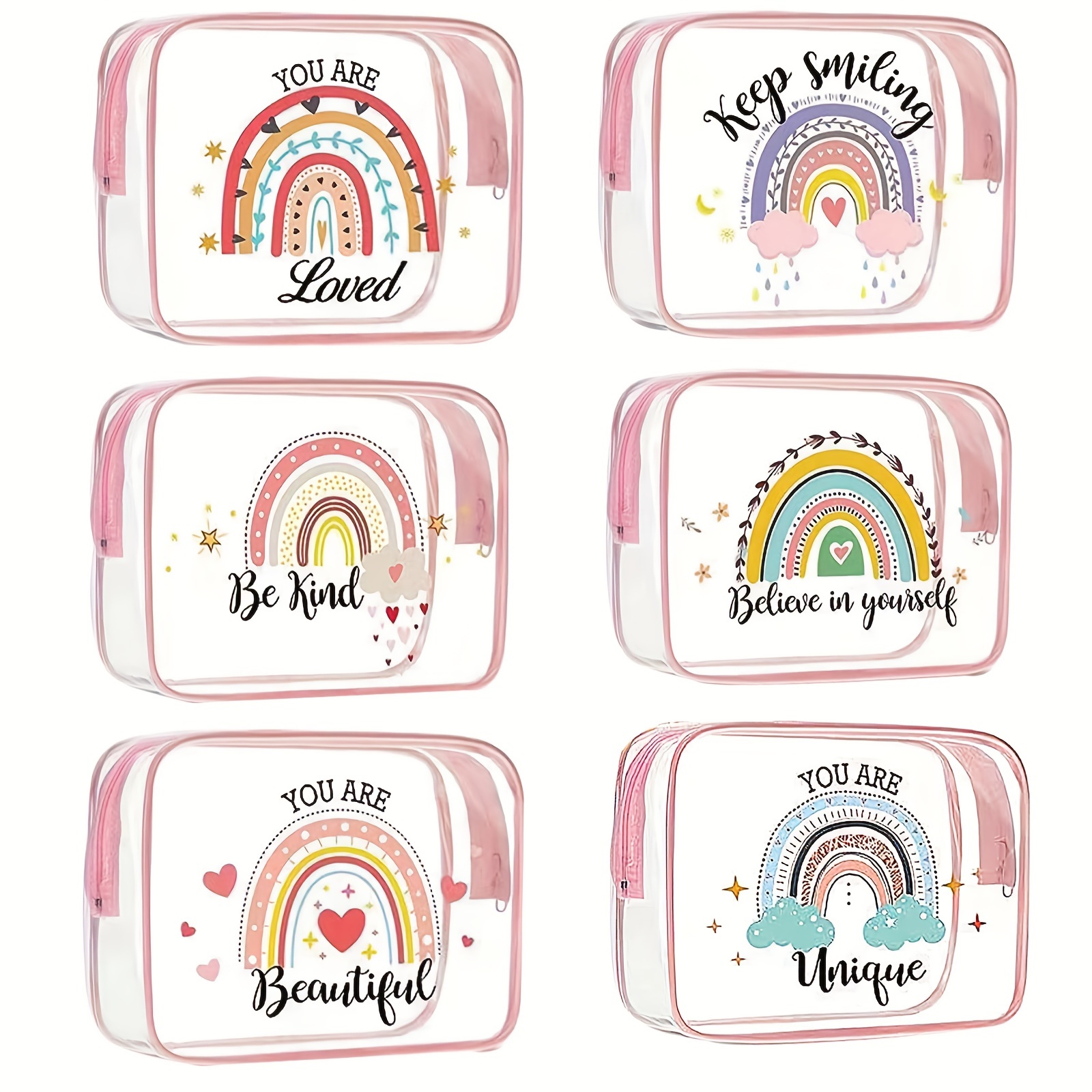 6 Pcs Preppy Clear Makeup Bags Leopard Waterproof Toiletry