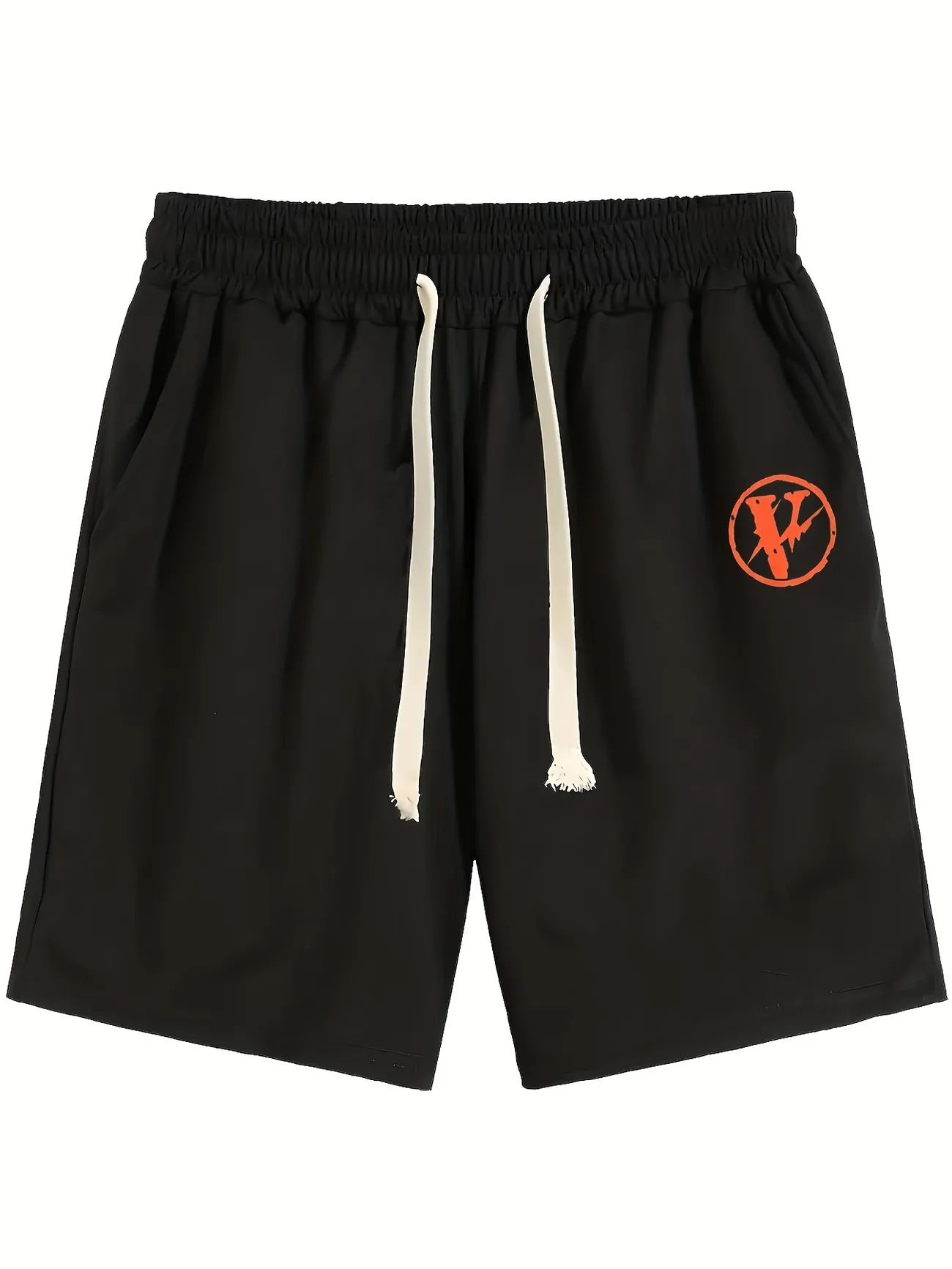 Letter V Print Comfy Shorts Mens Casual Slightly Stretch Waist Drawstring Shorts For Summer Basketball Badminton Table Tennis Quick and Secure Online Checkout Temu United Kingdom