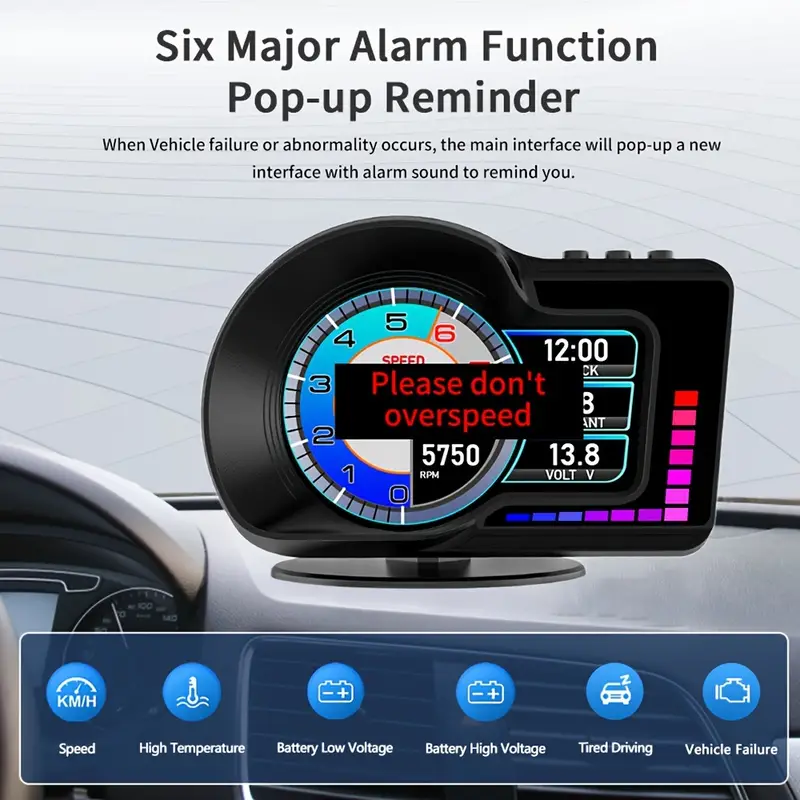 Universal Car Digital Speedometer Obd2+gps Head Display Hud - Temu