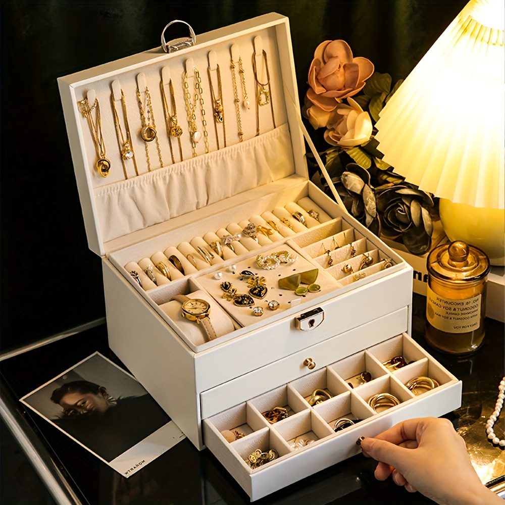 Desktop Jewelry Storage Box Large Capacity Organizer Case Box