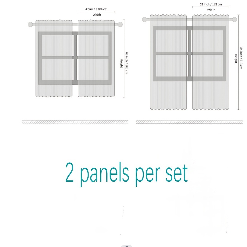 ESLIR - Set di 2 tende a pannello in voile, con velcro, trasparente, tinta  unita, 57 x 145 cm, 2 pezzi : : Casa e cucina