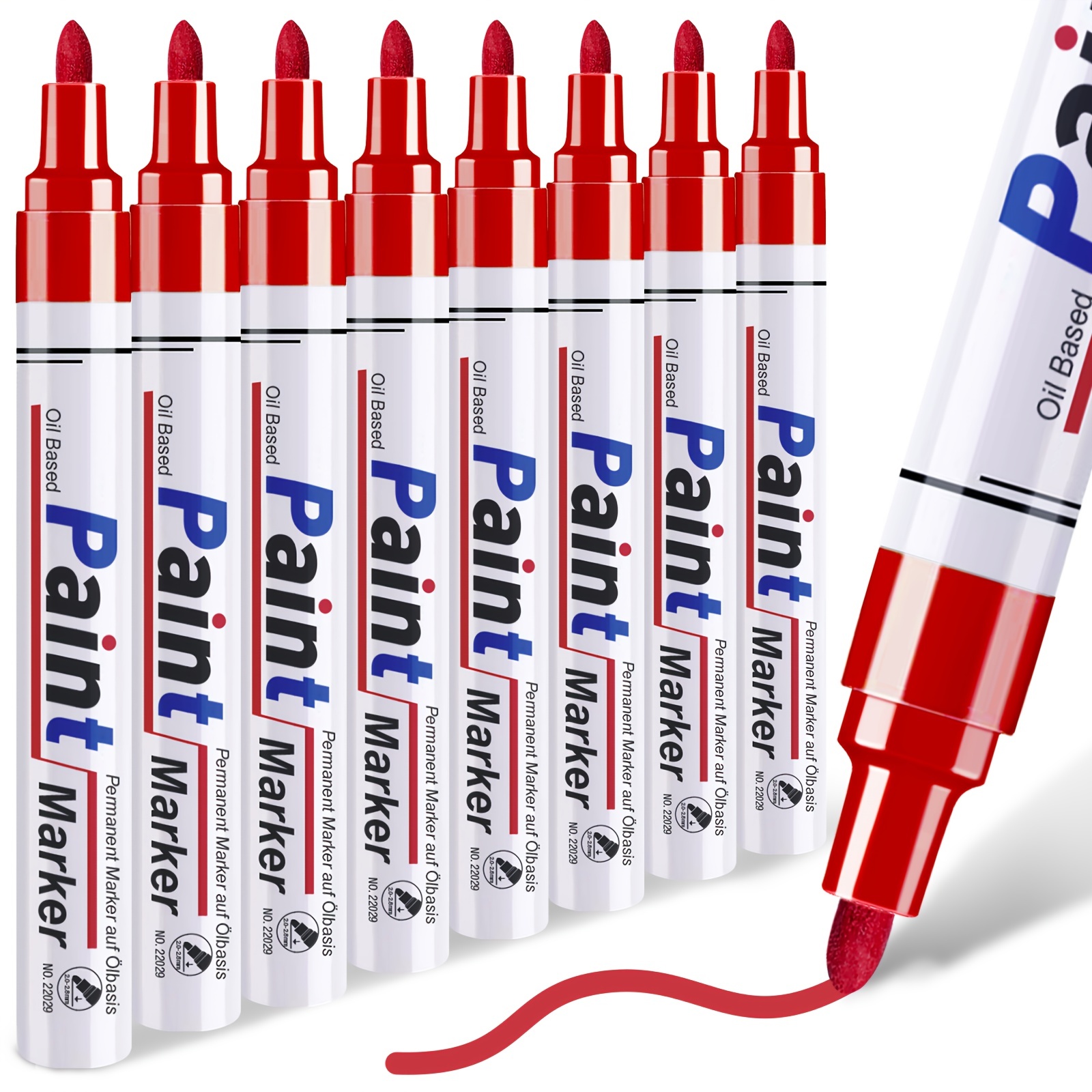 Red Paint Pen Permanent Paint Markers 8 Oil Based Paint Pens - Temu