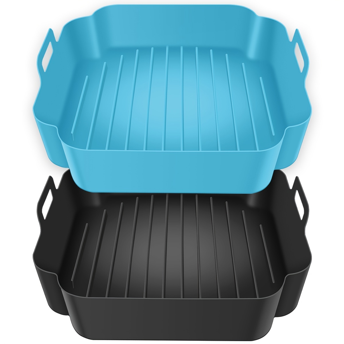2PCS Air Fryer Silicone Tray Dish Dual 2 Basket Baking Pan Oven
