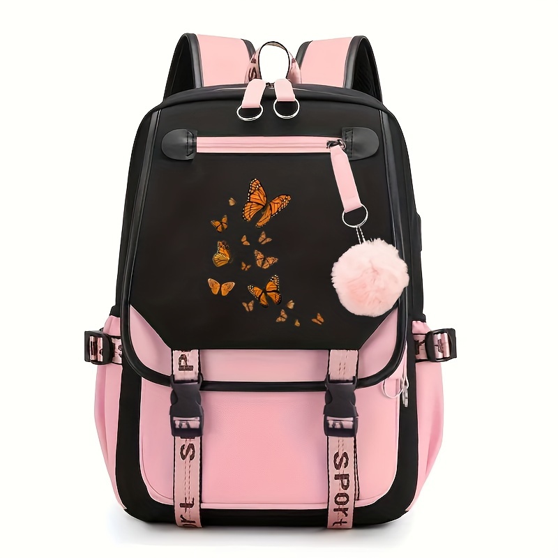 Mochila Impermeable Estampado Mariposa Dulce Liviana - Temu