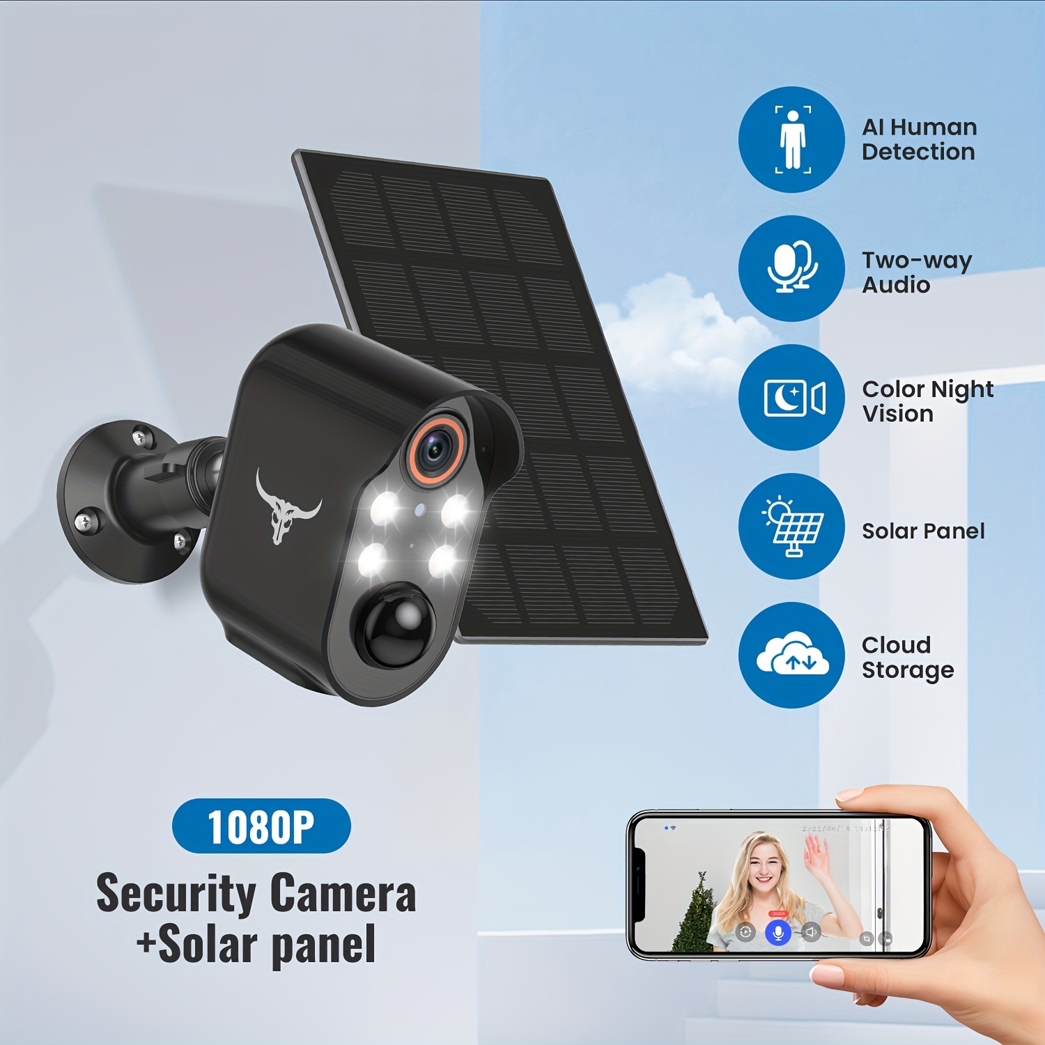 Camera de Surveillance Solaire sans fil WiFi Tuya Intelligente 5MP avec  Batterie Rechargeable 5200mAh Protection CCTV