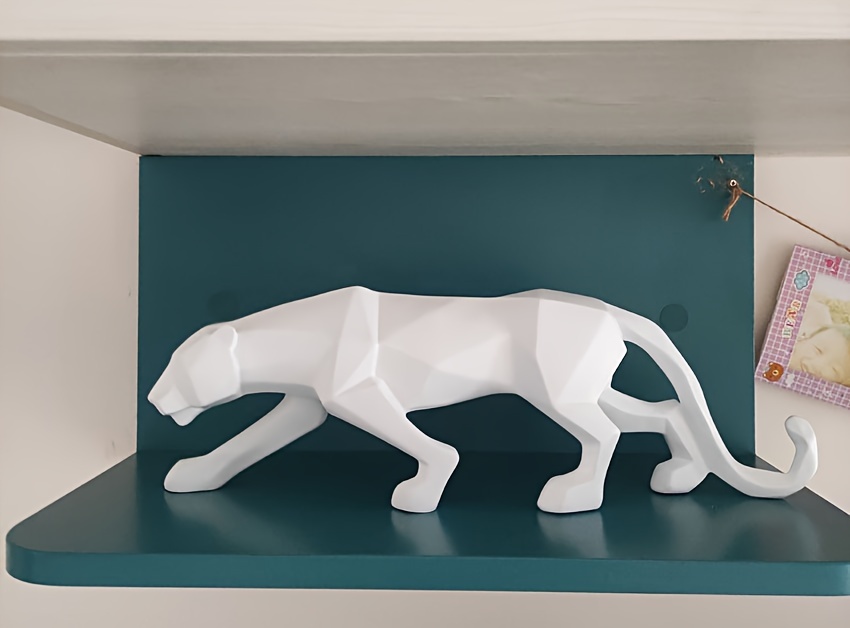 Panther Statue Animal Figurine Abstract Geometric Style - Temu