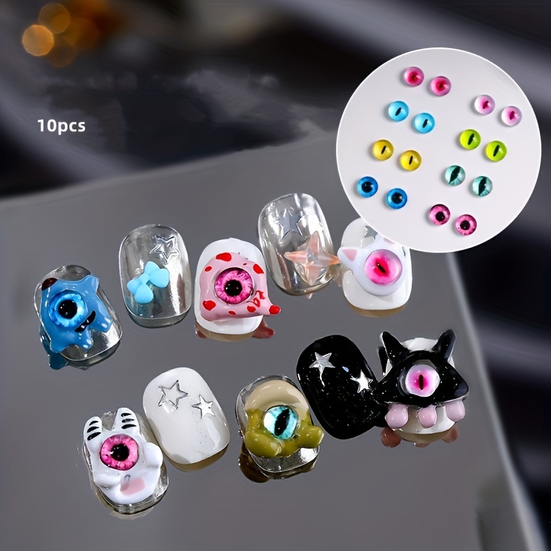 10pcs Devil's Eye Nail Art Charms Cat Eye Nail Art Accessories