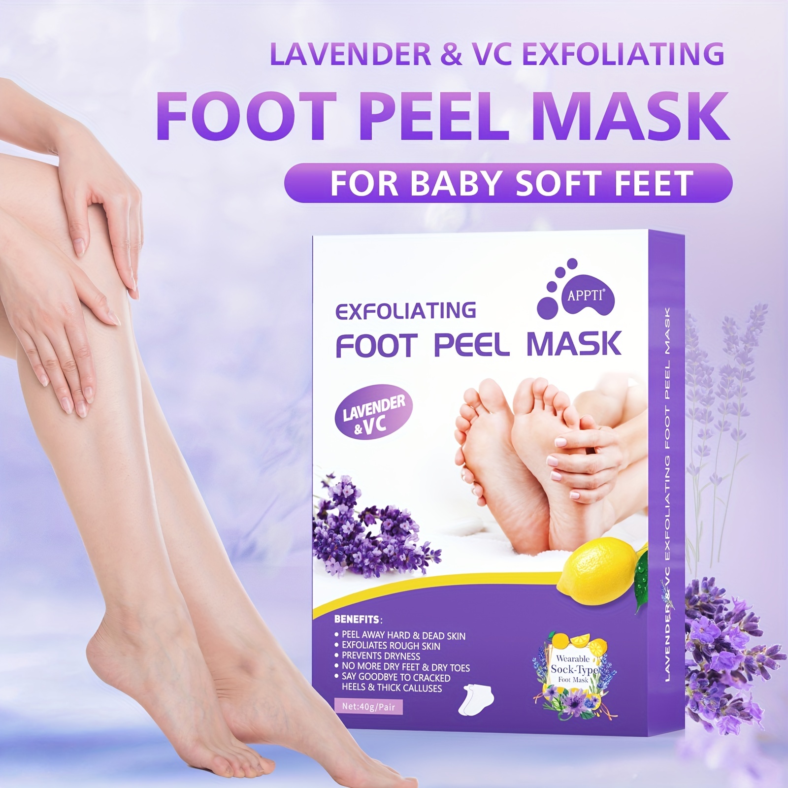 ALIVER Foot Peel Mask 3 Pack, Exfoliator Peel Off Calluses Dead Skin Callus  Remover, Baby Soft Smooth Touch Feet-Men Women (Lavender)