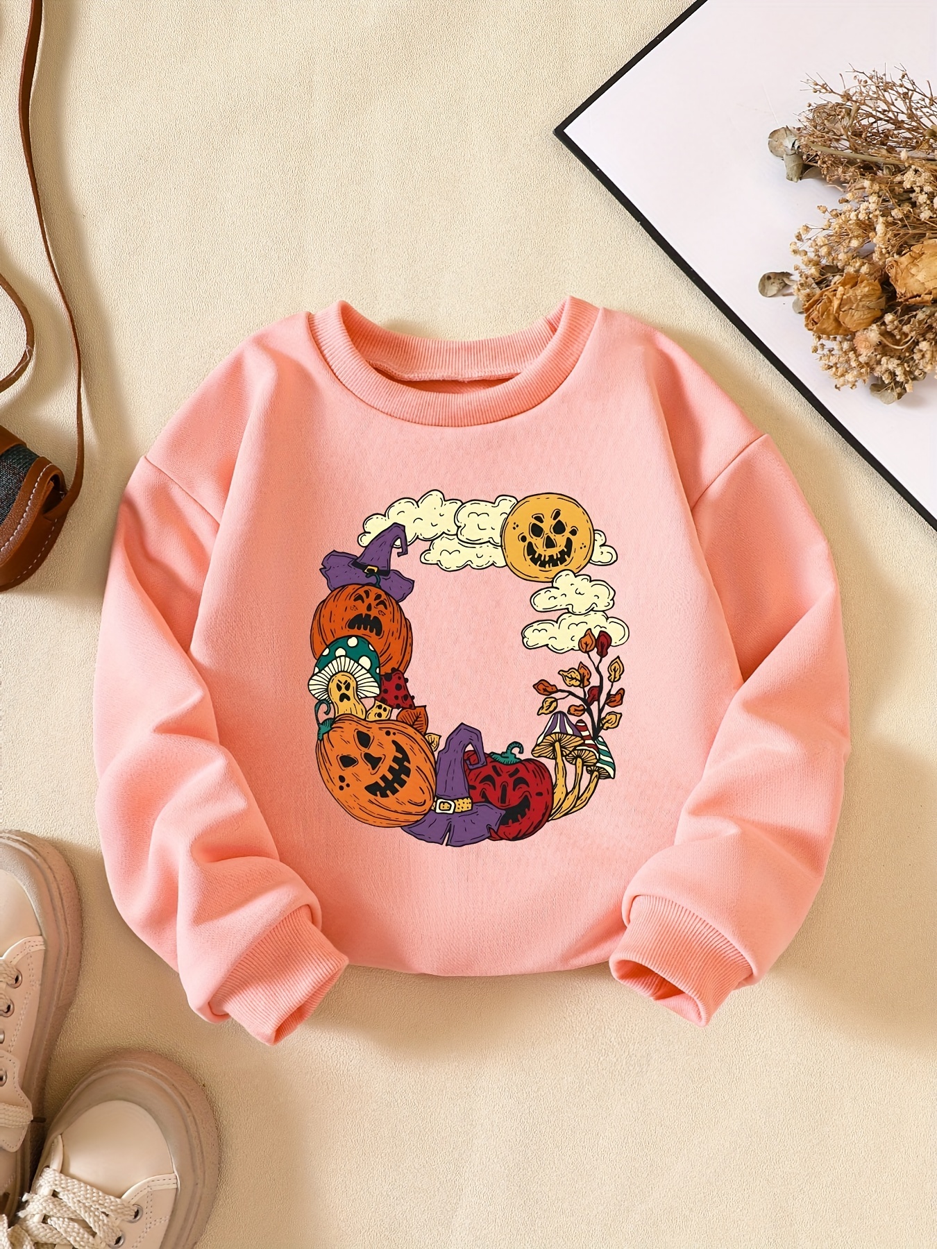cartoon halloween print fashion casual crew neck Temu New Zealand