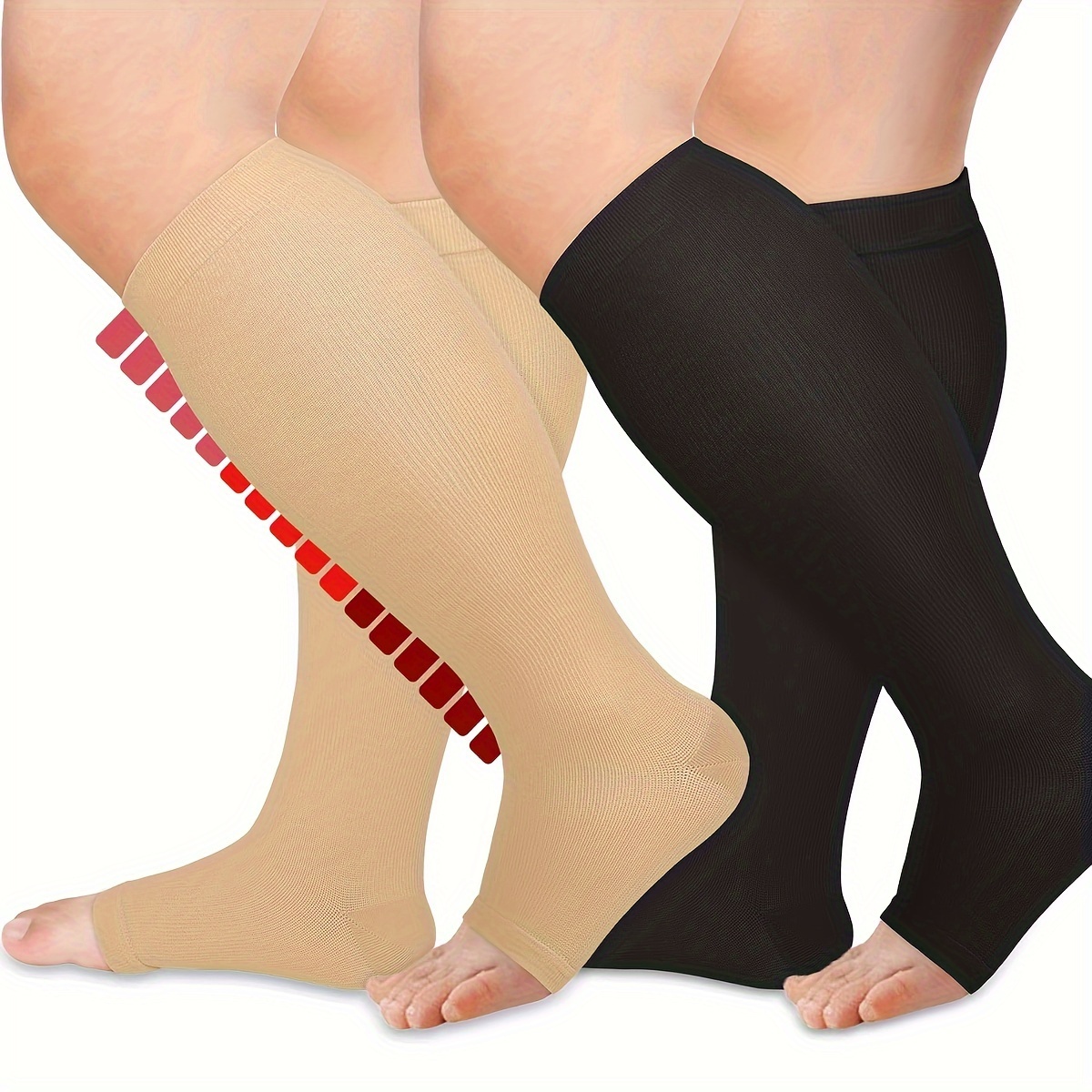 Copper Compression Socks Men Women Open Toe 10-20mmHg